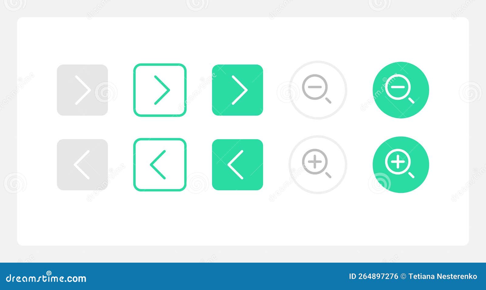Direction and Zoom Buttons UI Elements Kit Stock Vector - Illustration