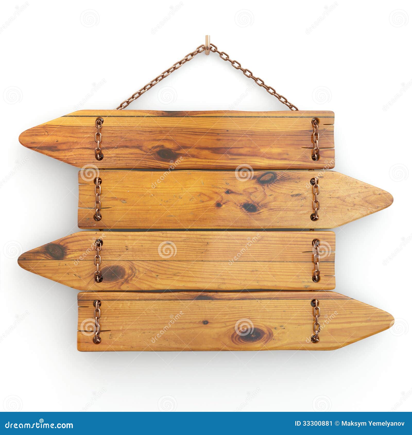 Directions. Old Wood Signboard on Chain Stock Illustration