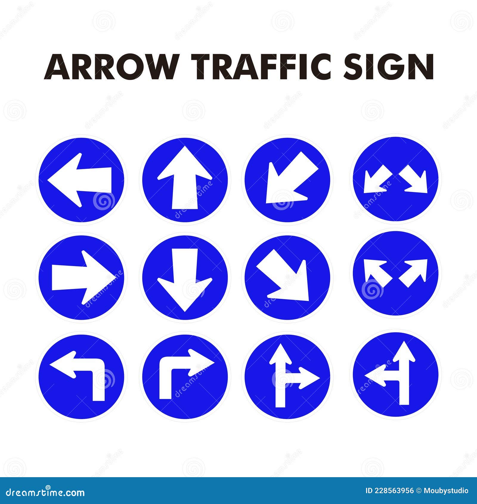 Arrow Traffic Sign Blue Background Stock Vector - Illustration of ...