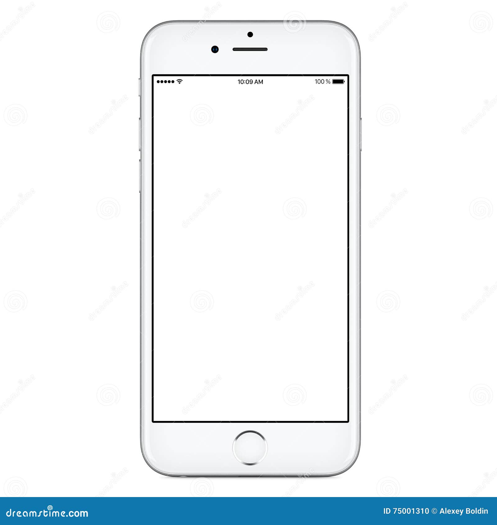 directly front view of white mobile smart phone mockup