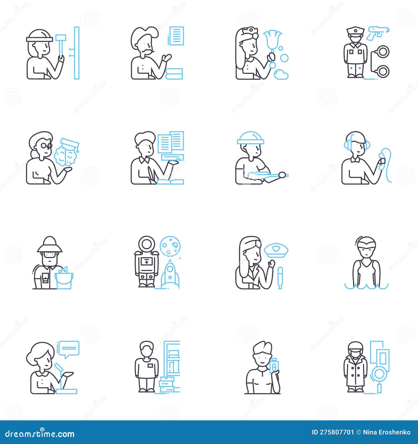 Director Linear Icons Set. Leader, Manager, Visionary, Innovator