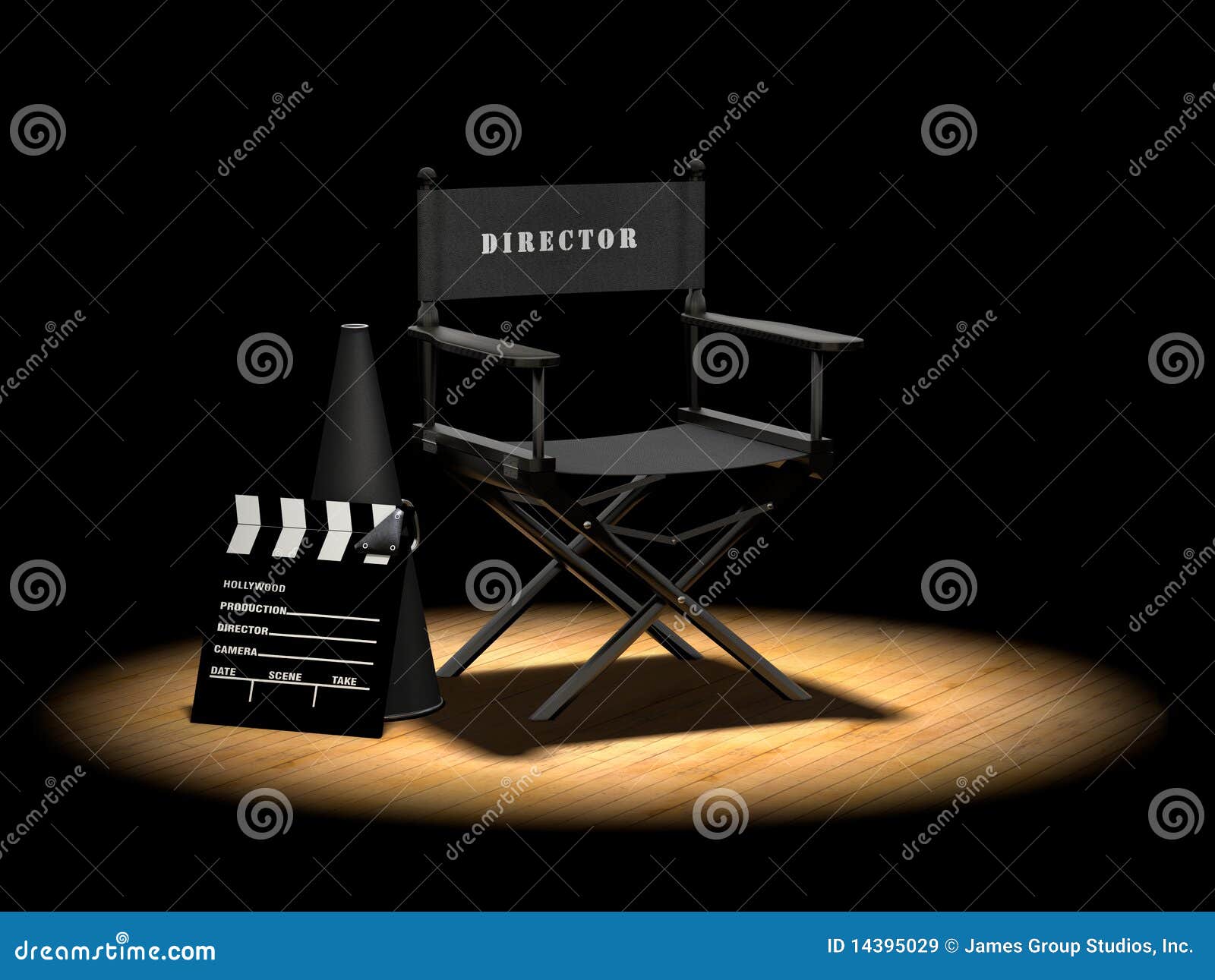 Director S Chair Under Spotlight Stock Illustration Illustration of