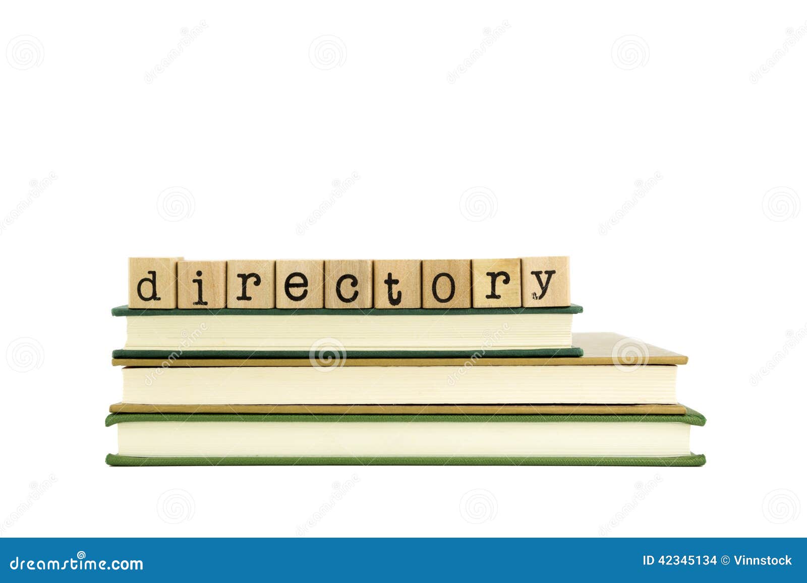 Directory Word on Wood Stamps and Books Stock Photo Image of concept