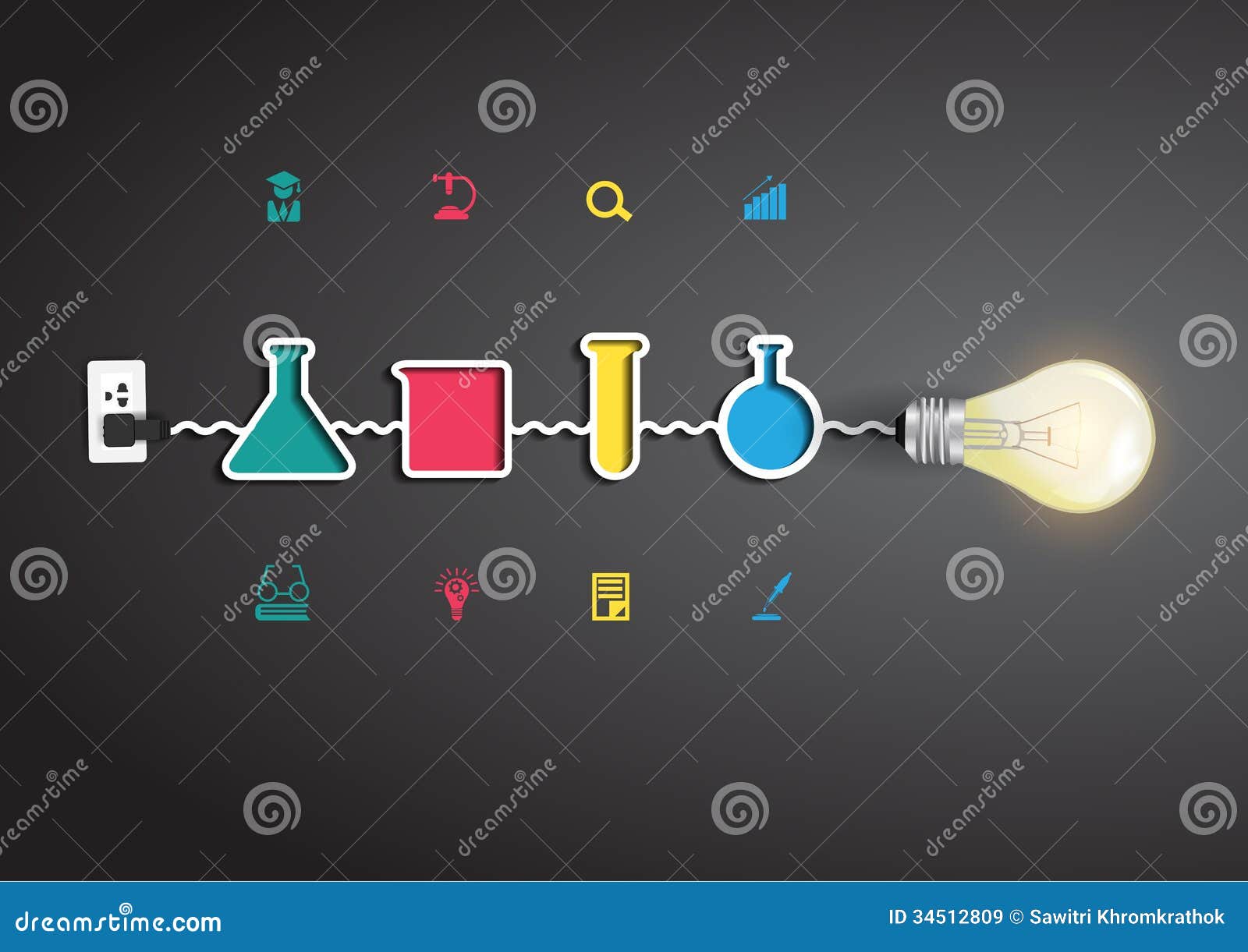 Dirigez L'idée Créative D'ampoule Avec La Chimie Et Illustration de