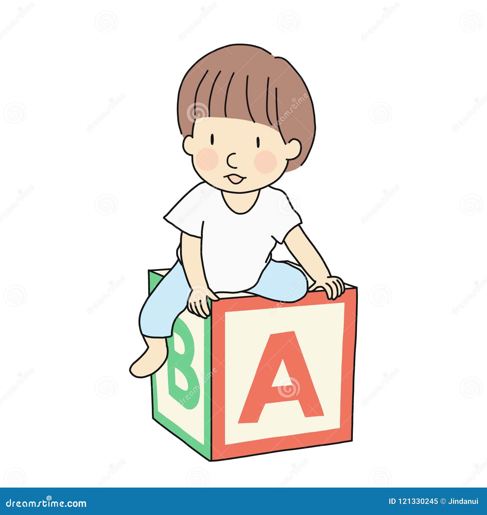 Dirigez L Illustration D Un Petit Enfant S Asseyant Sur Le Bloc D Alphabet D Abc Developpement De La Petite Enfance Education Et Illustration Stock Illustration Du Enfant Retrait