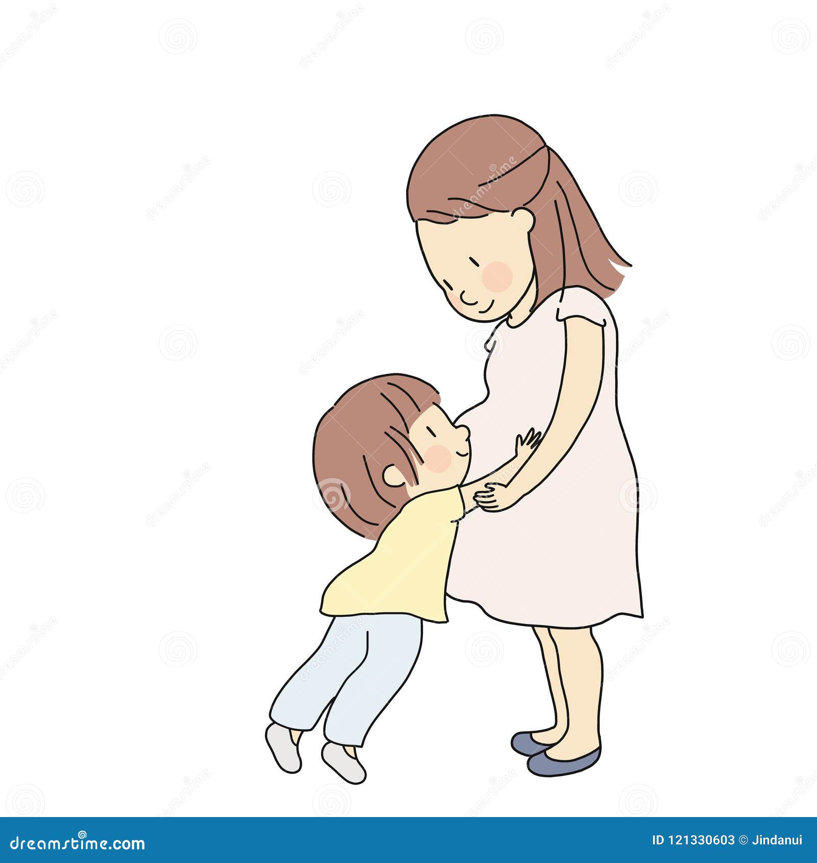 Dessin Bebe Dans Le Ventre De Maman Dirigez L'illustration De L'enfant Touchant, étreignant Et Sentant Le Nouveau Bébé Dans Le Ventre Enceinte De Maman Le Parent Dis Illustration Stock - Illustration du beau, naissance: 121330603