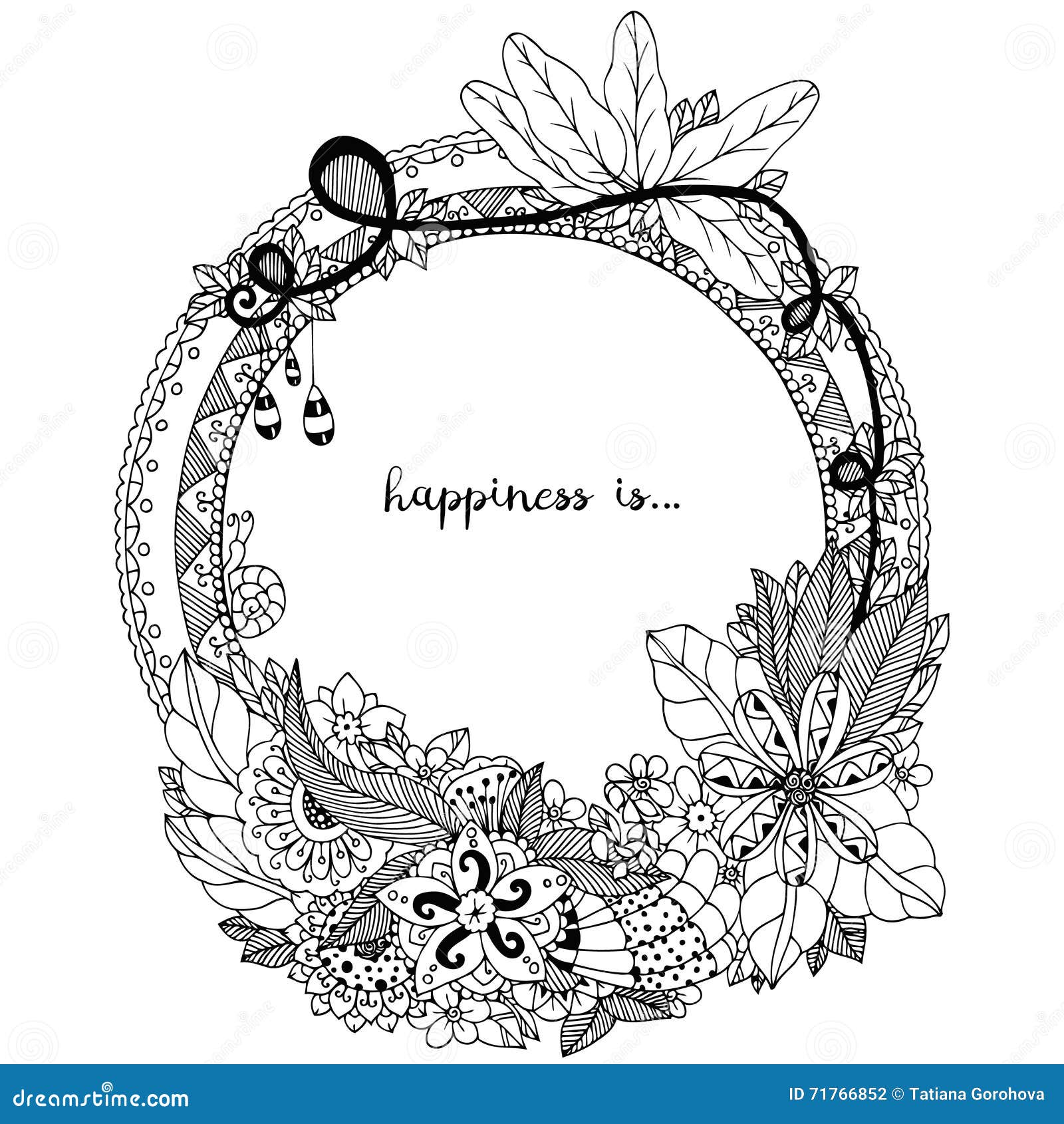 Dirigez l illustration Zen Tangle cadre rond de griffonnage avec des fleurs mandala