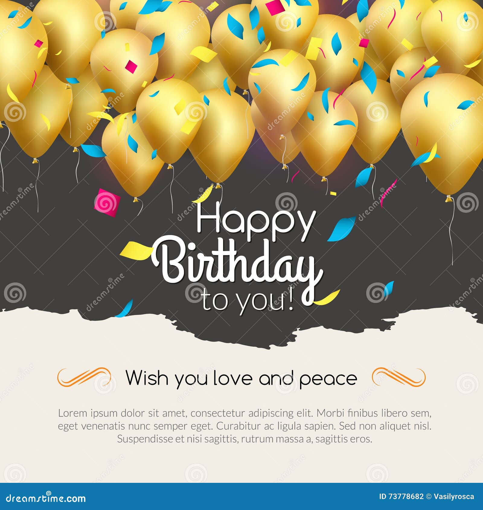 Carte D'anniversaire Avec Des Ballons Et Des Confettis