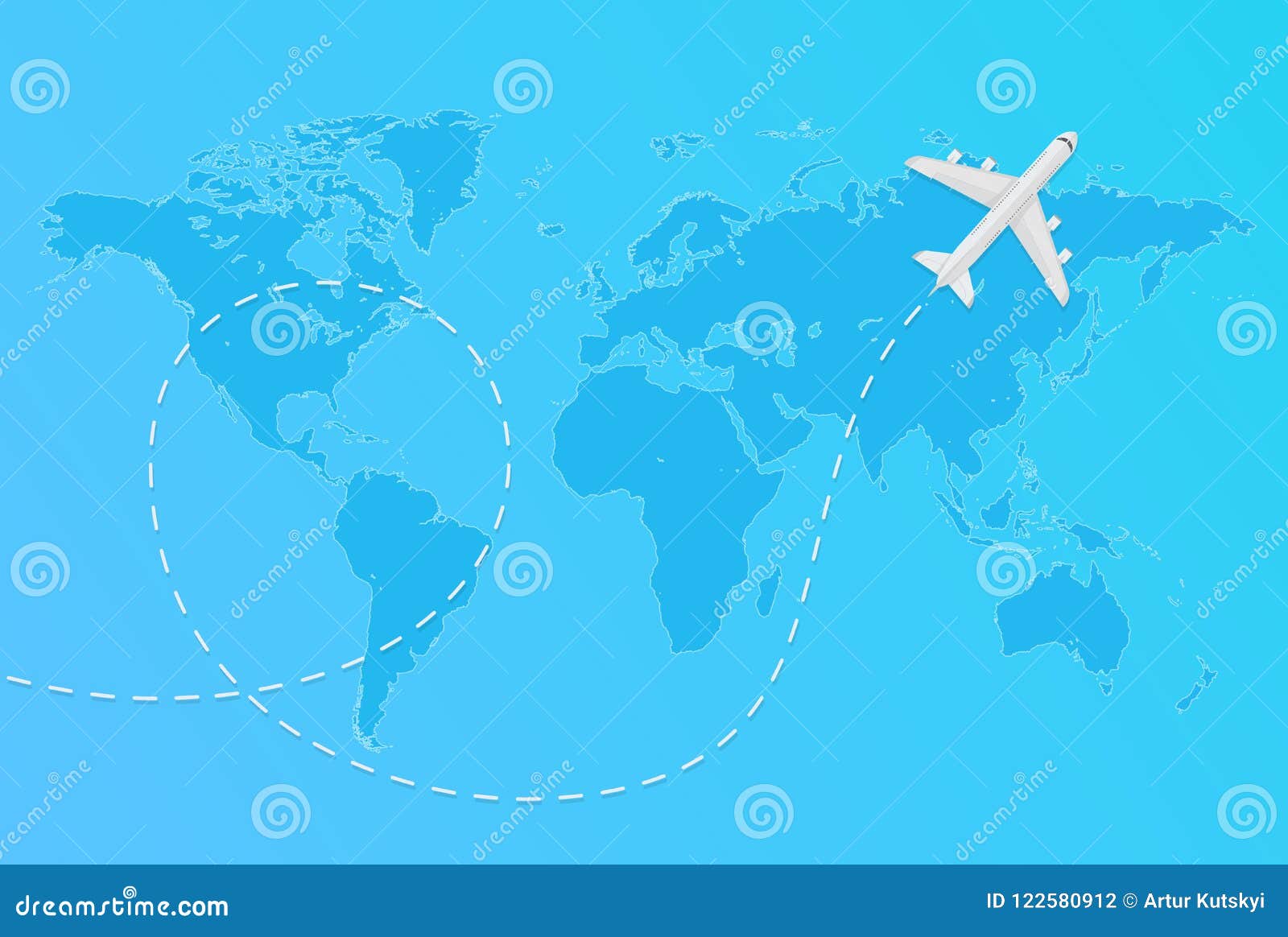 Dirigez La Carte Du Monde Avec Lavion De Vol Et Le Concept