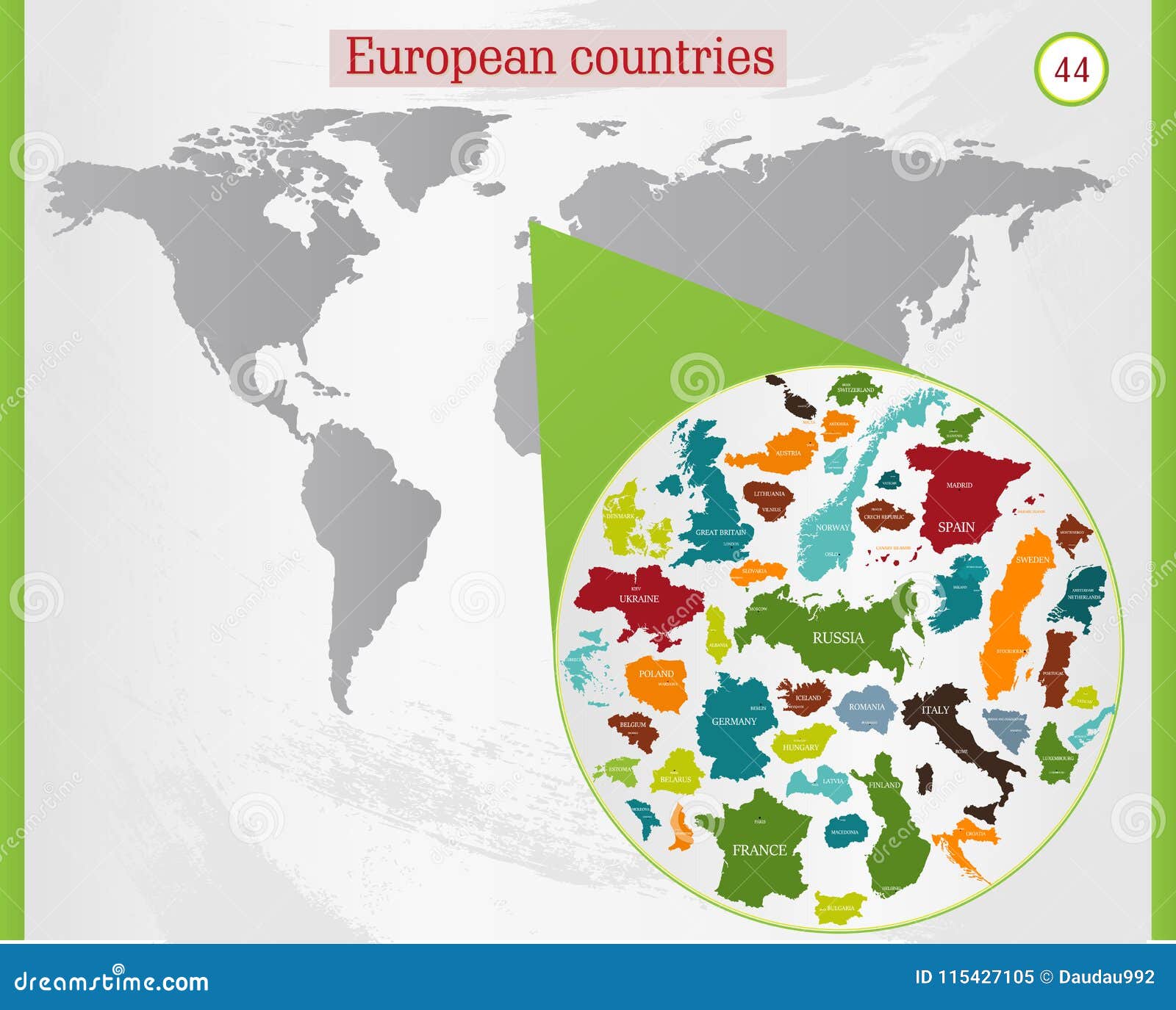 Dirigez La Carte Du Monde Avec Les Pays De Leurope