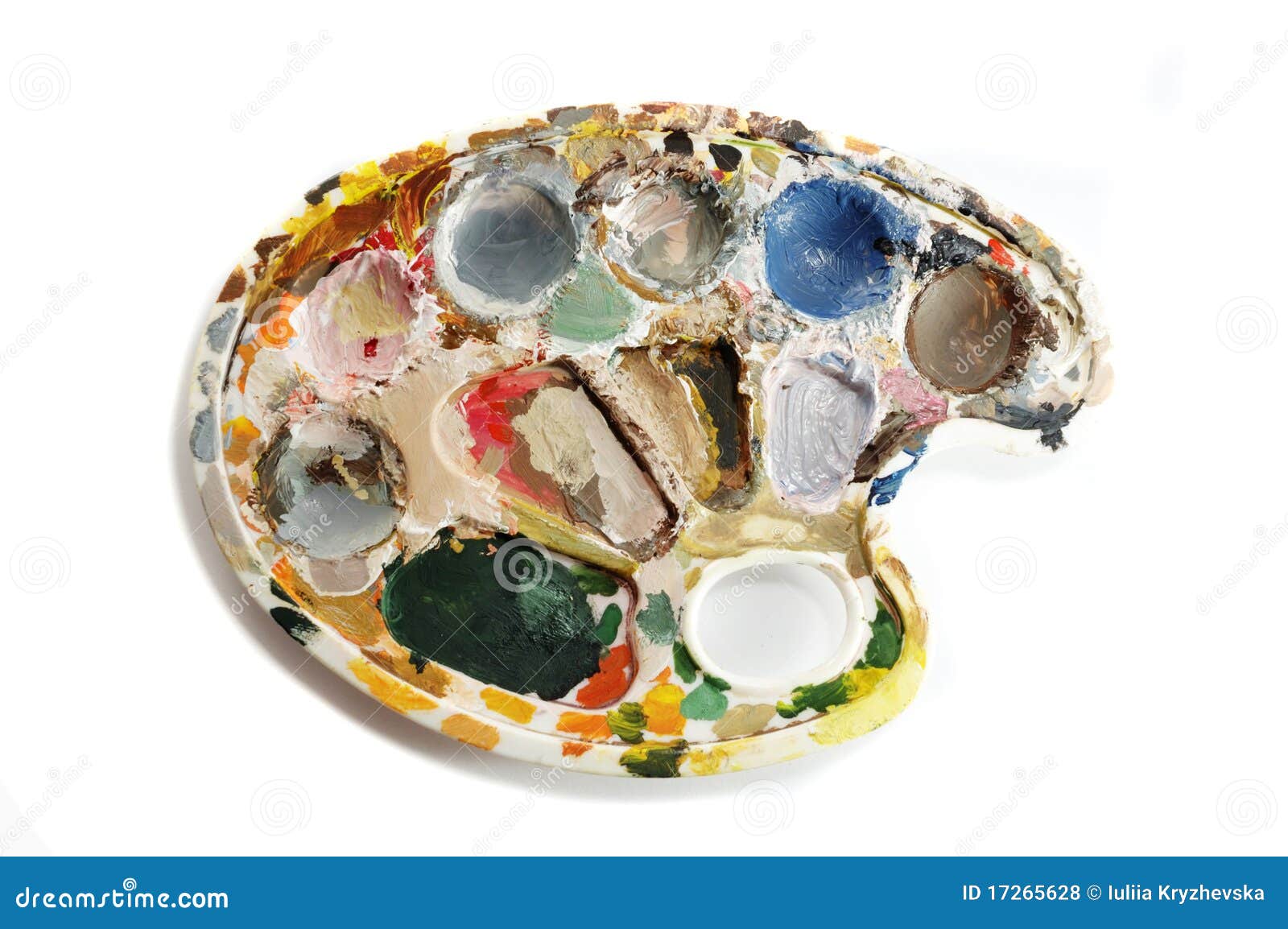 Dirty Artist S Palette with Paints Stock Photo Image of paint, grunge