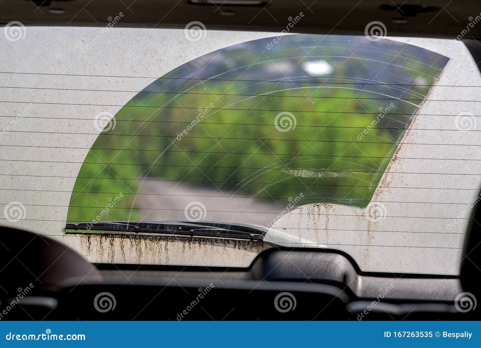 Dirty Car Back Window in the Dust. Stock Image - Image of clean