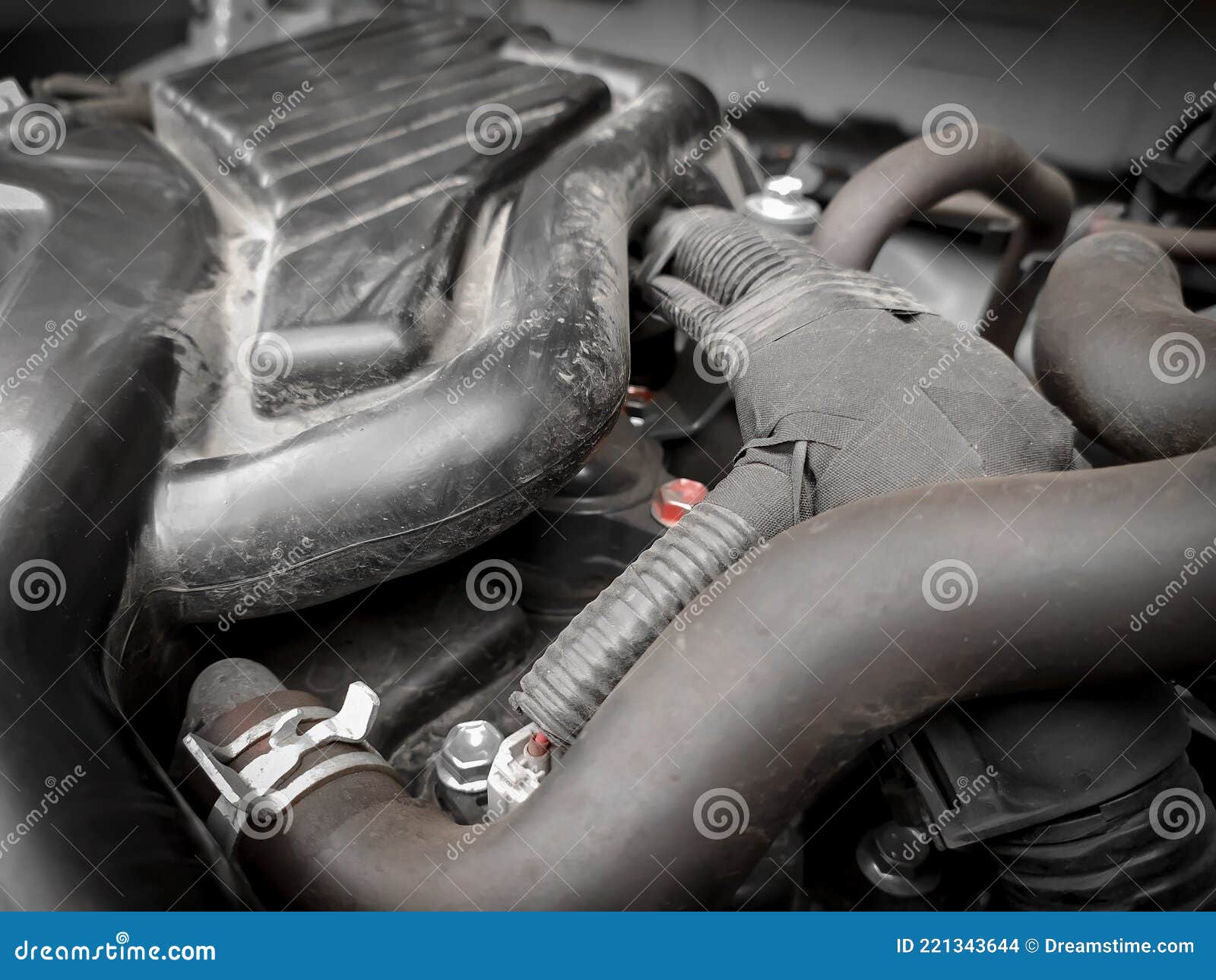 Dirty car engine stock photo. Image of iron, spoke, wheel 221343644