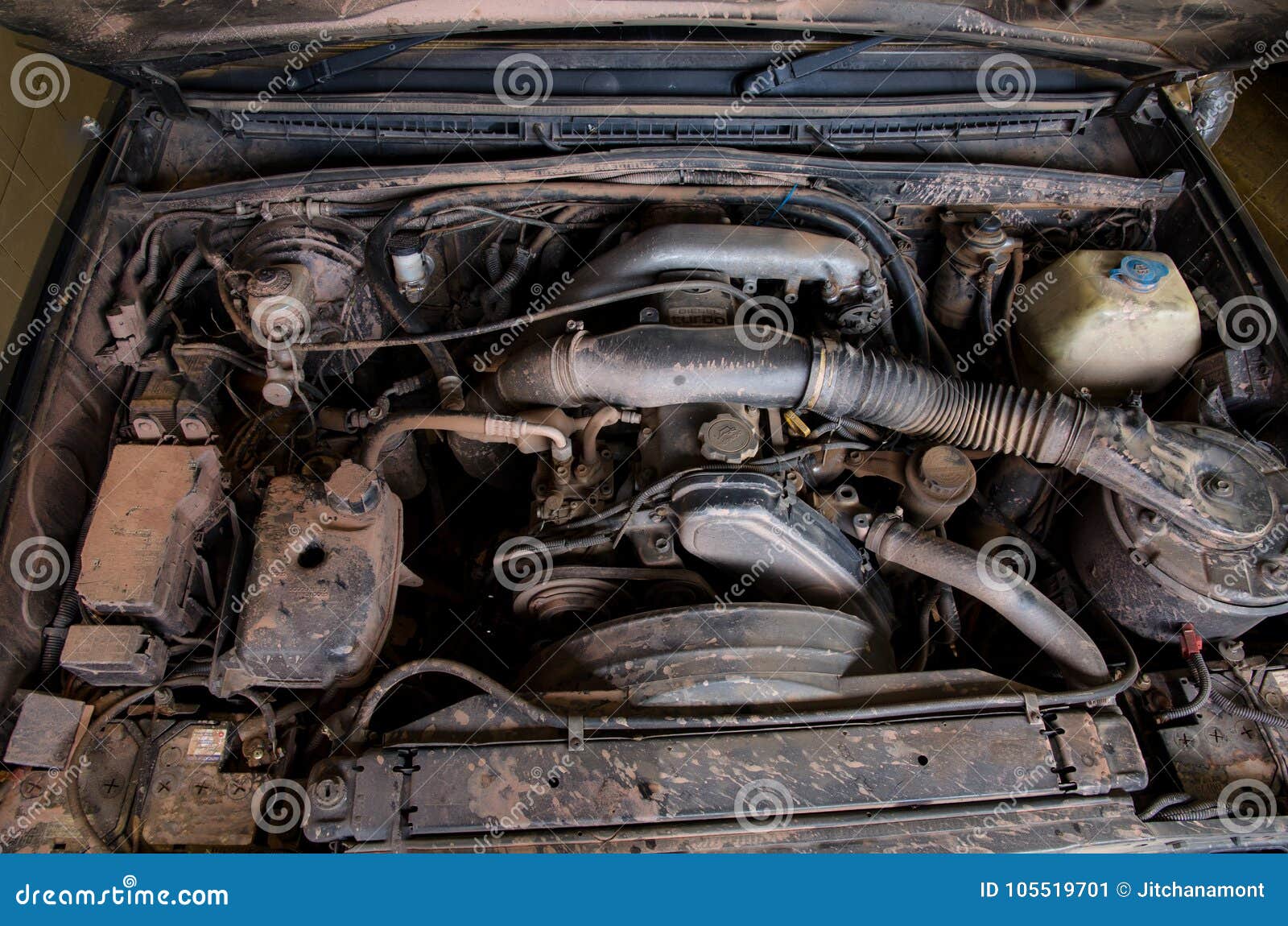 Dirty Car Engine stock image. Image of shop, inside 105519701