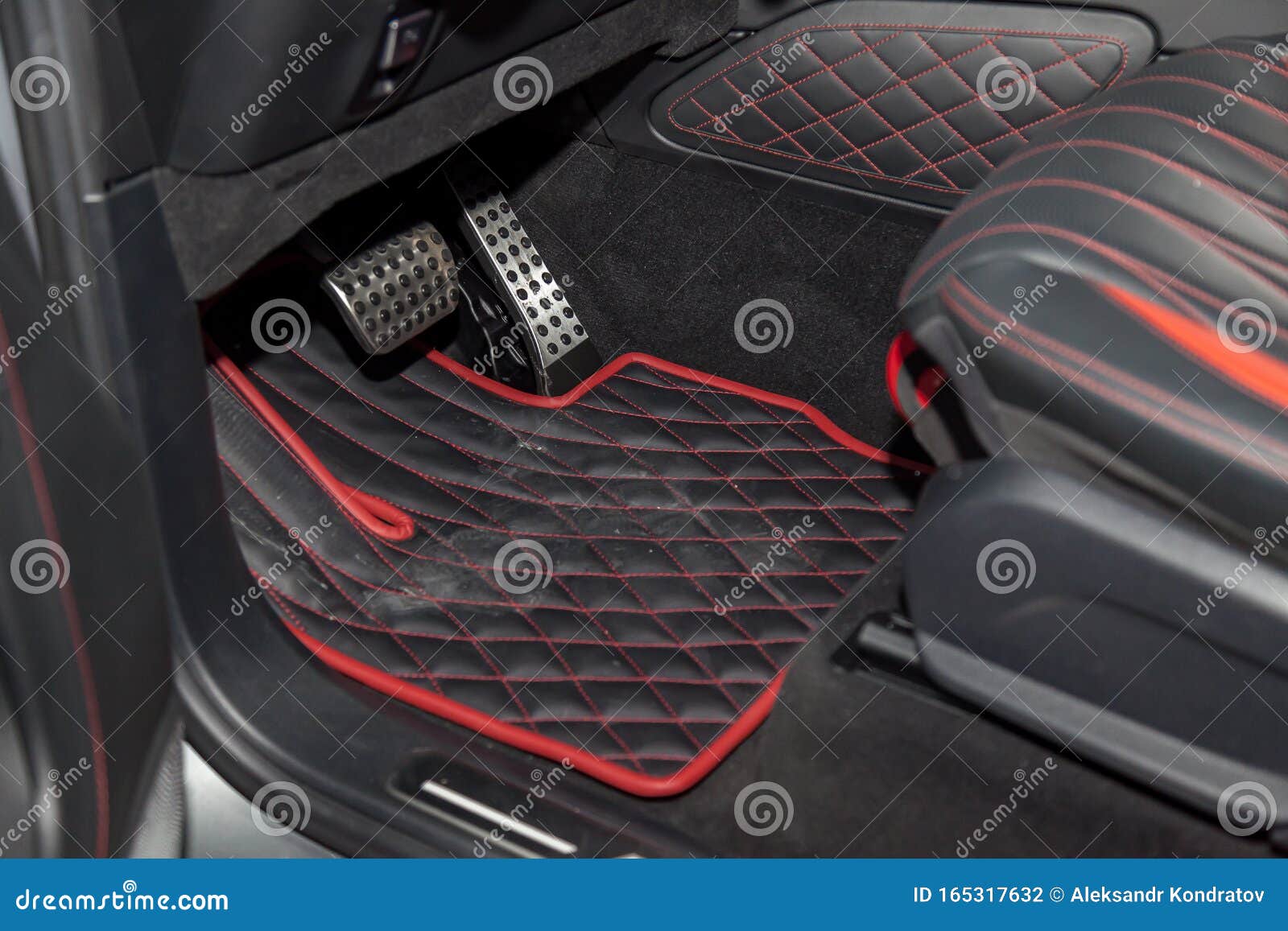 Dirty Car Floor Mats Of Black Rubber With Gas Pedals And Brakes In
