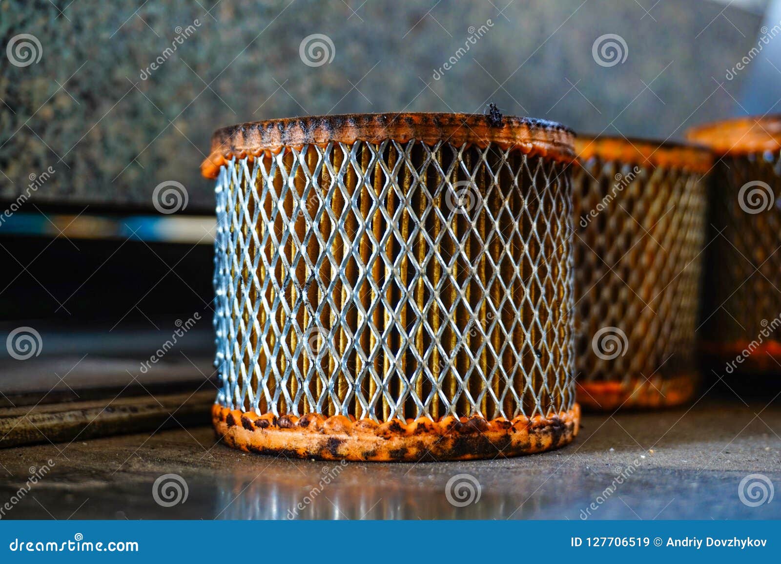 Dirty Car Oil Filter is on the Table. Stock Image Image of replace, filters 127706519