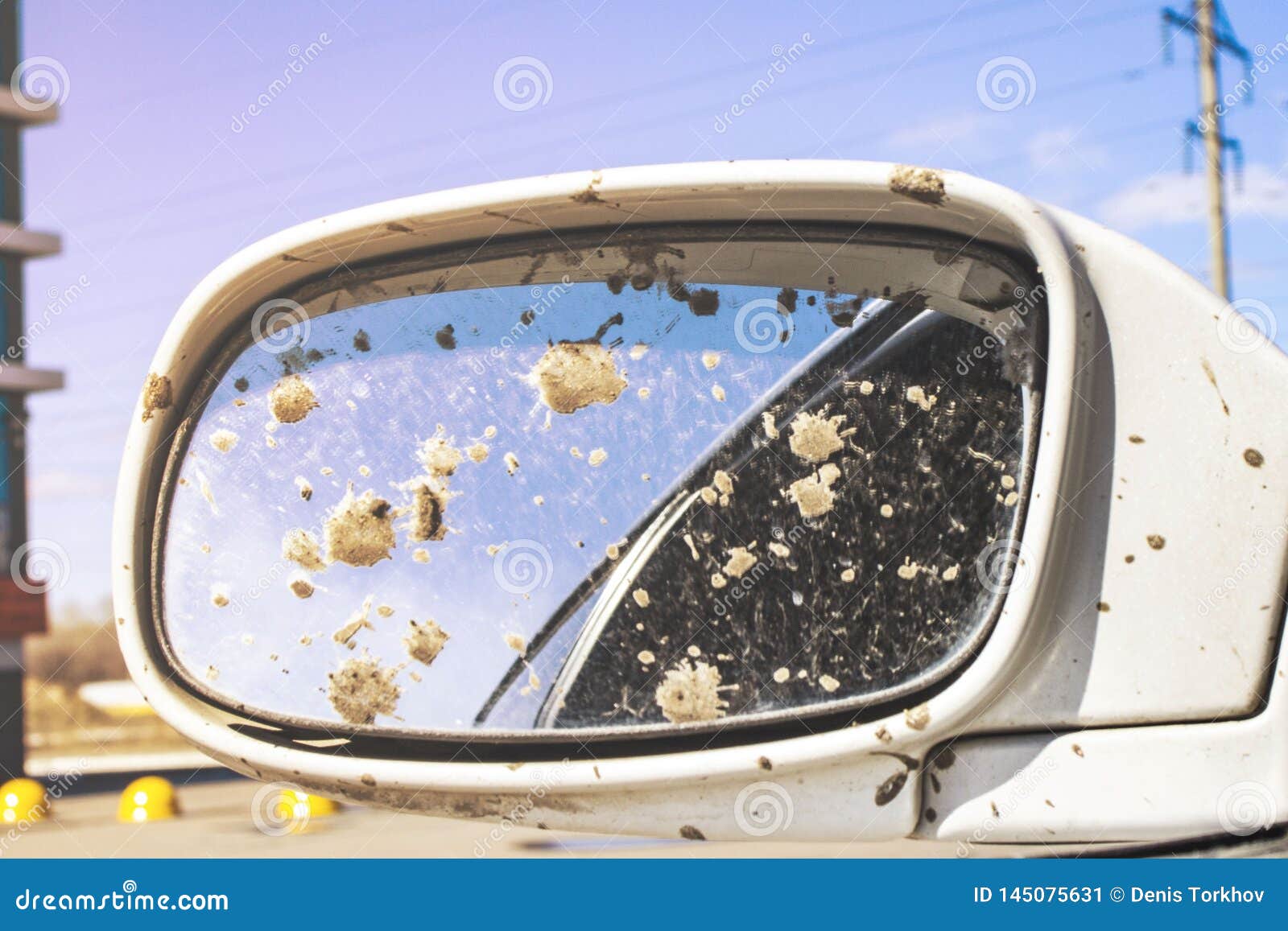 Dirty car rear view mirror stock image. Image of mirror 145075631
