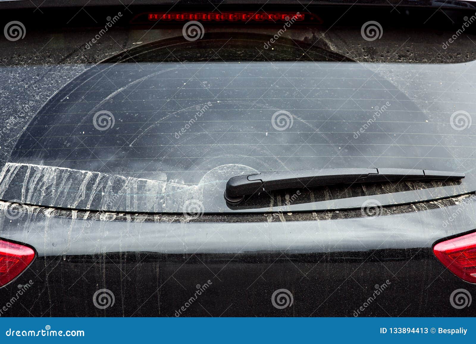The Dirty car rear window. stock image. Image of safety 133894413