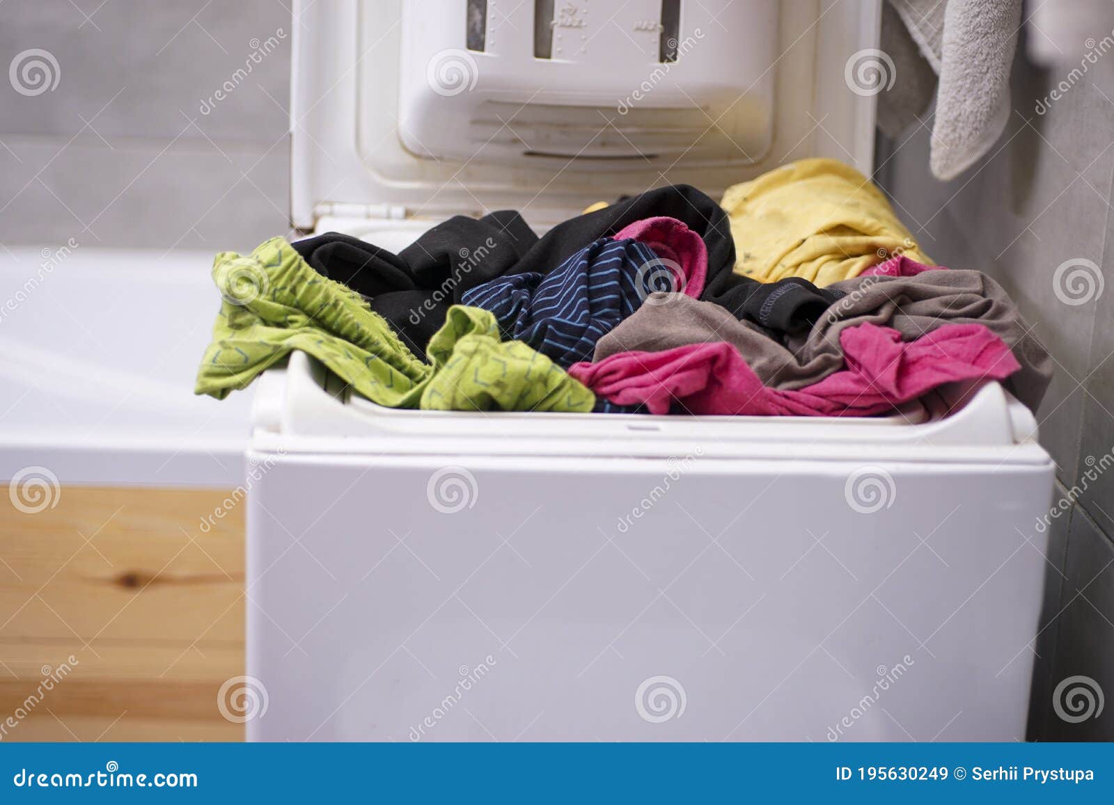 Underwear Lies in the Top-loading Washing Machine Stock Image - Image of  clean, shirt: 195630249