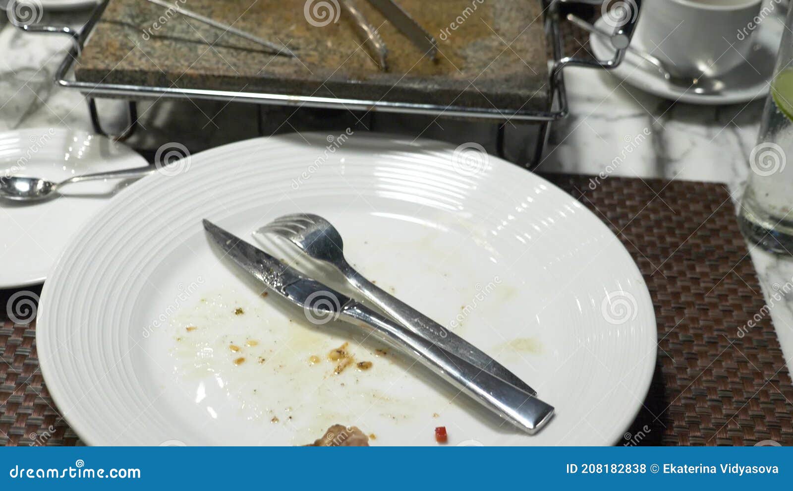 Dirty Cutlery after Eating on a Plate, 4k Stock Footage Video of meal
