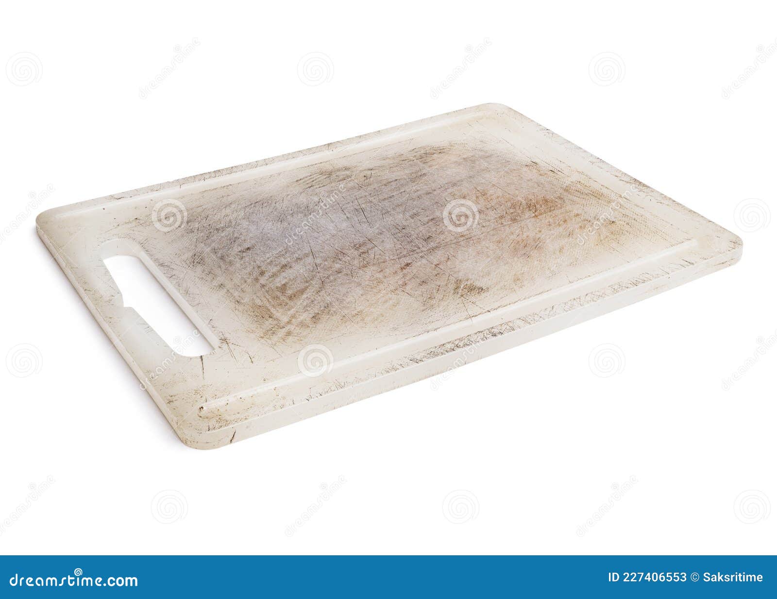 Dirty White Plastic Cutting Board With Dark Stains Scratch Stock