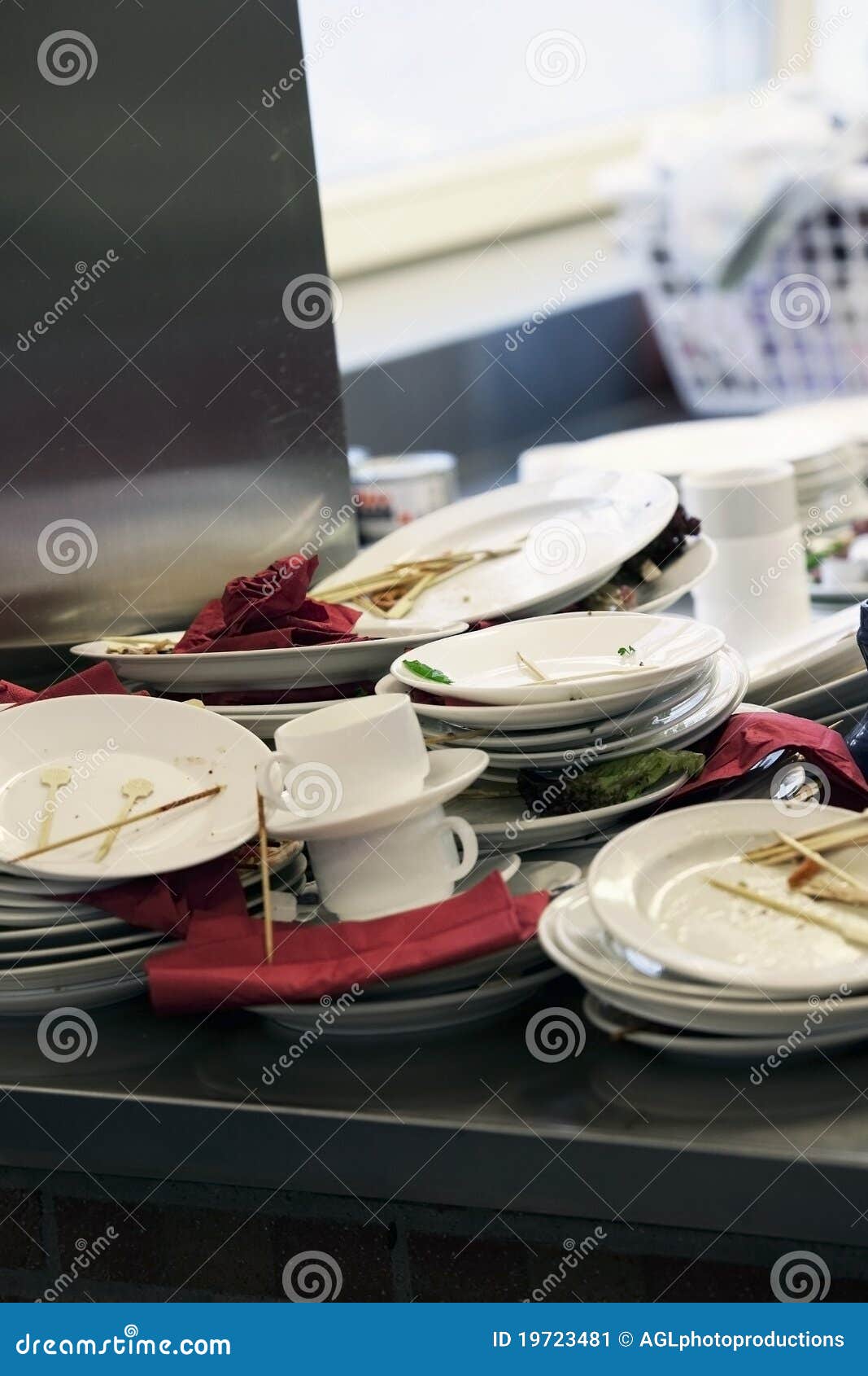 Dirty dishes stock image. Image of tiles, metal, housework 19723481