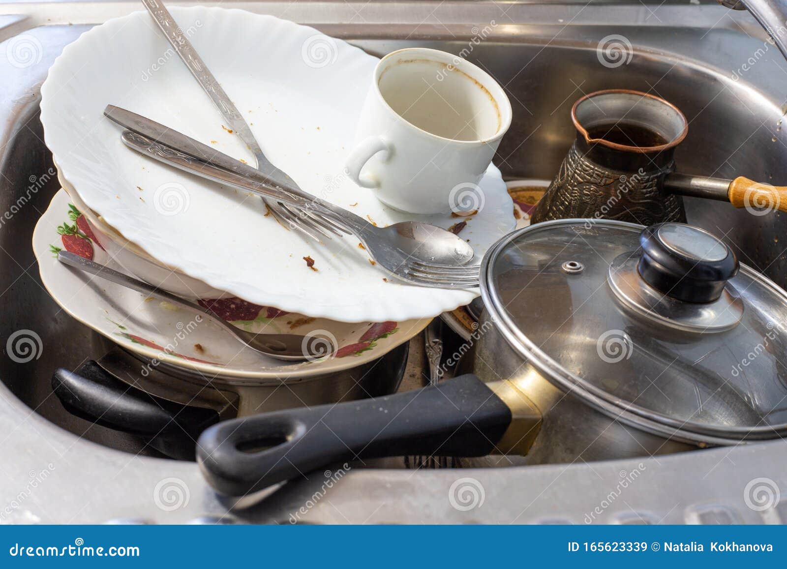 Dirty Dishes after Dinner Lie in the Sink Stock Image - Image of home ...