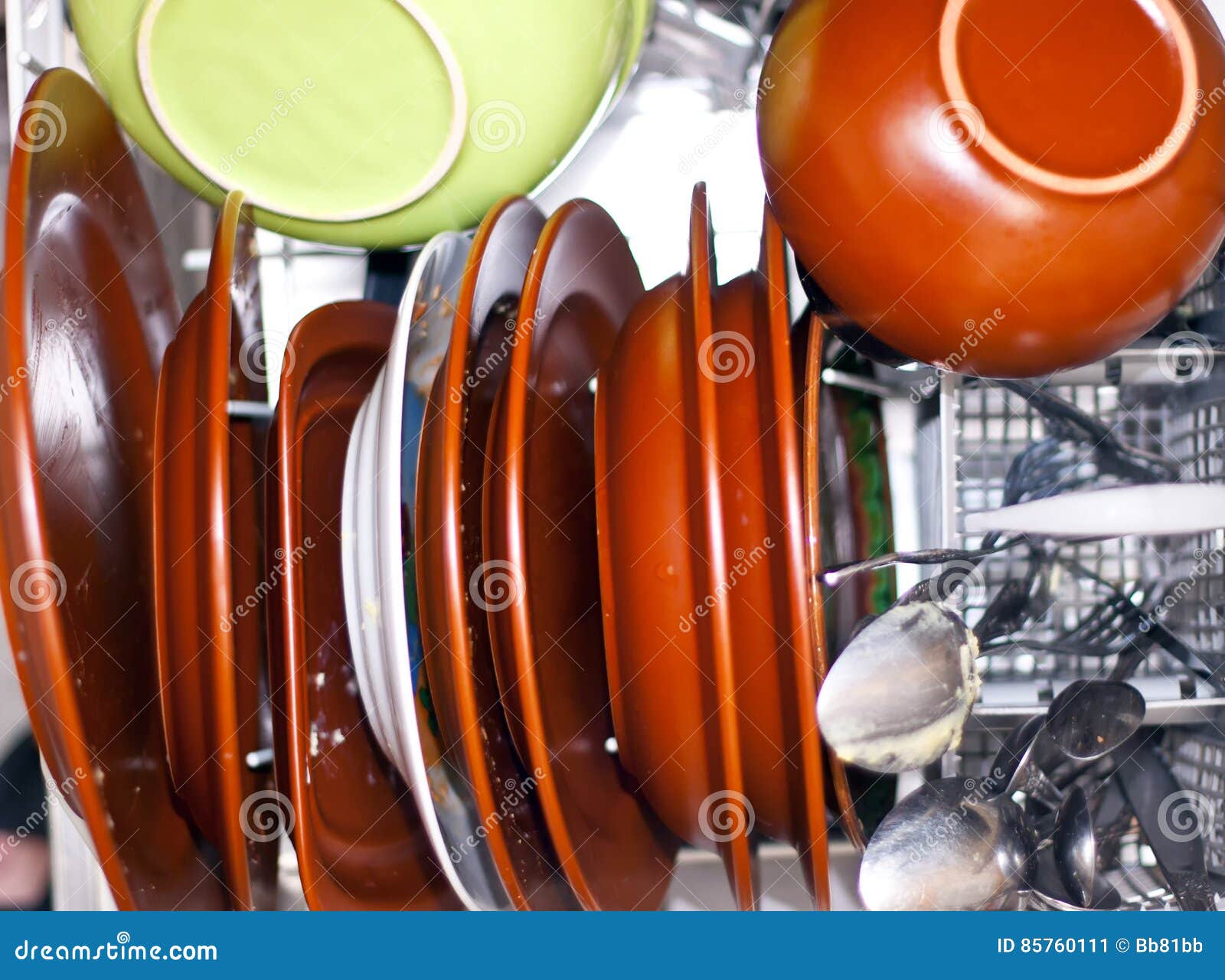 Dirty Dishes in the Dishwasher Stock Image Image of kitchen, flatware
