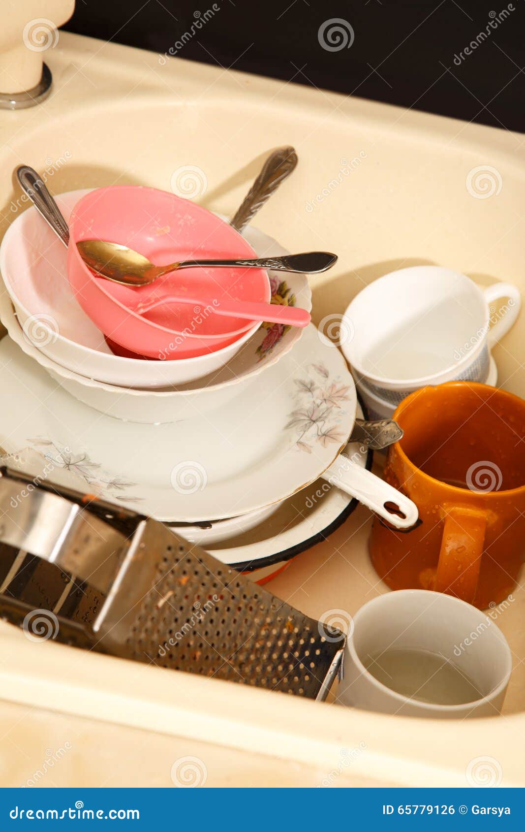 Dirty Dishes in Kitchen Sink Stock Photo Image of closeup, close 65779126