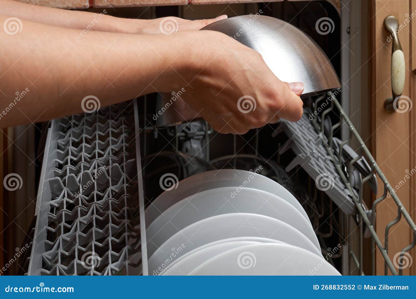 Dirty Dishes Loaded in the Dishwasher Stock Photo Image of