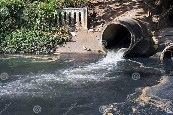 Dirty Drain, Water Pollution in River Stock Image - Image of nature ...