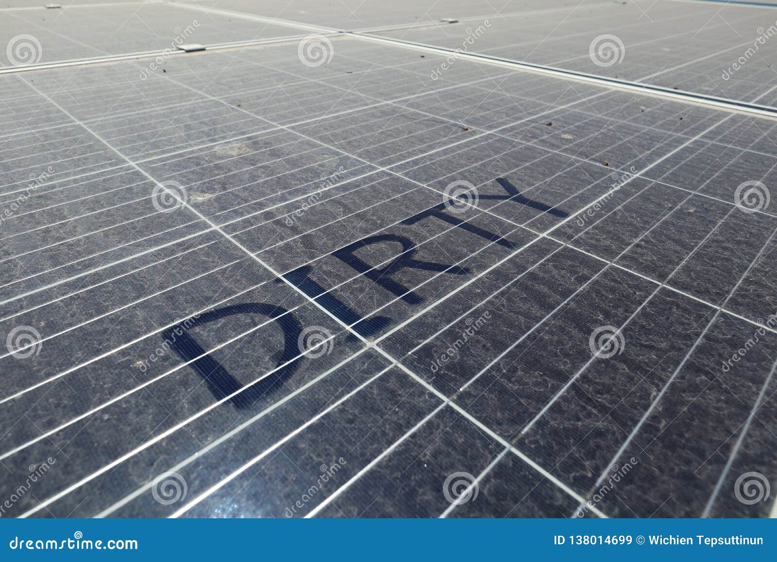 Dirty Dusty Solar Panels with Text DIRTY Stock Image Image of
