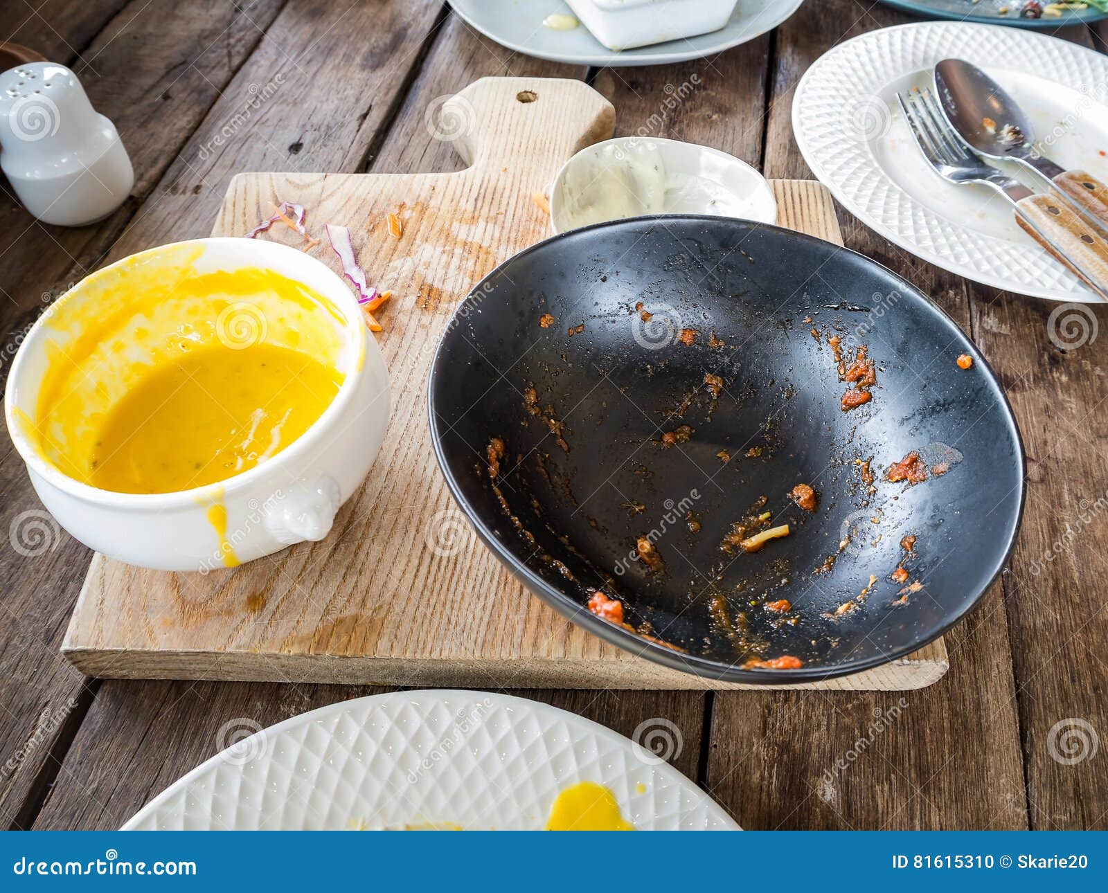 Dirty and Empty Bowls and Dishes Stock Photo Image of dirty, fork 81615310