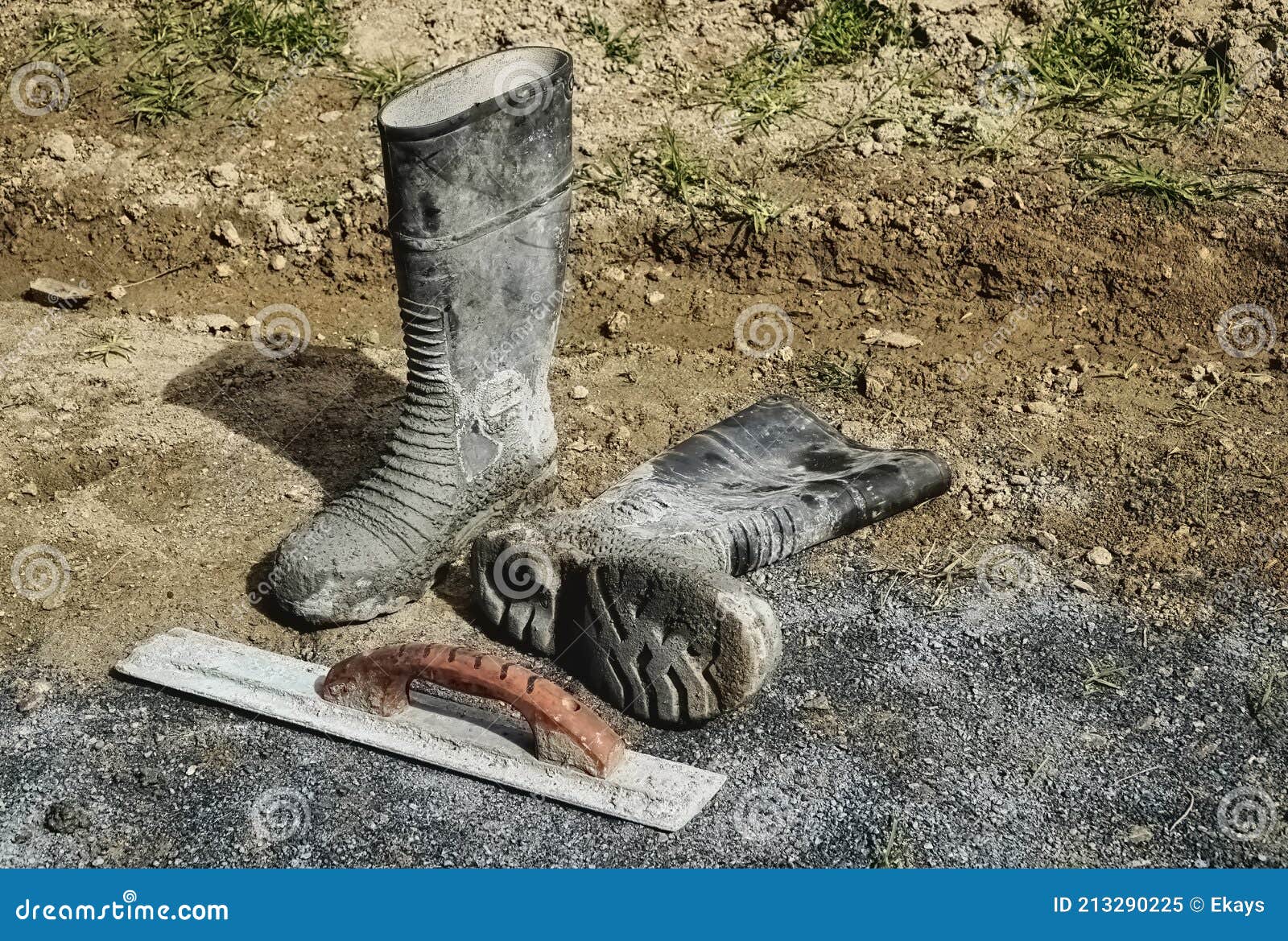 Dirty Gum Boots and a Float on the Ground Stock Image Image of