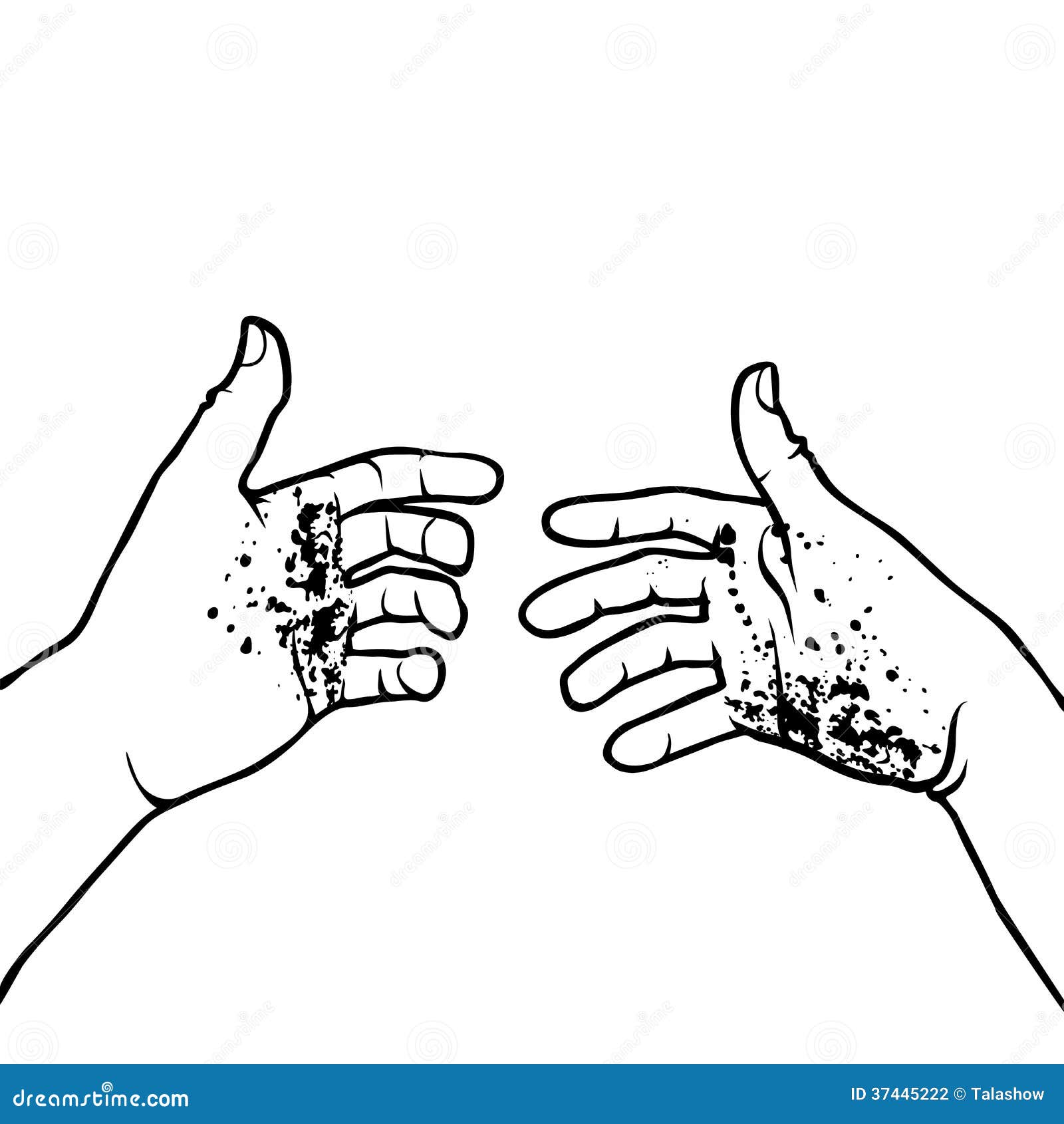 Dirty Hands Isolated. Fingers In Mud. Vector Illustration