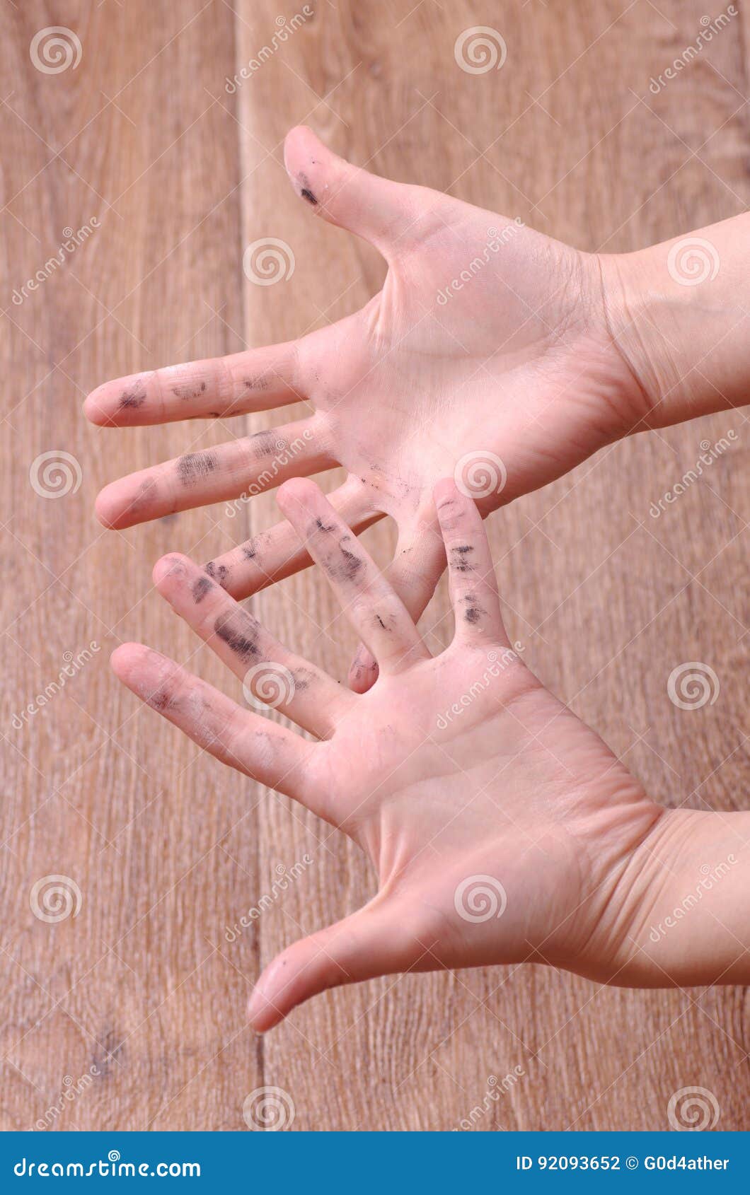 Dirty hands stock photo. Image of vertical, wood, closeup 92093652