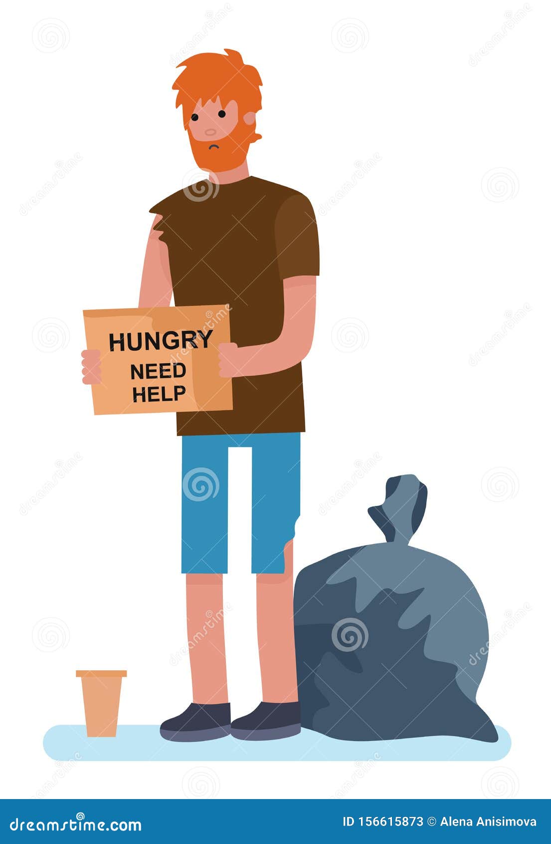 Dirty Homeless Man Holding Sign Asking for Help. Cartoon Style Vector Illustration Isolated on White Background. Stock Vector - Illustration of poor, helpless: 156615873 Dirty Homeless Man Holding Sign Asking for Help. Cartoon Style Vector Illustration Isolated on White Background. Stock Vector - Illustration of poor, helpless: 156615873