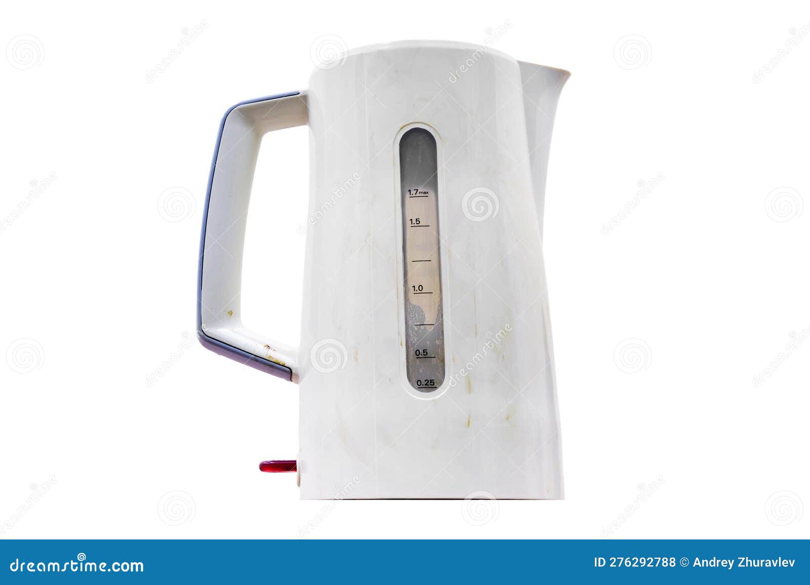 dirty kitchen kettle,  on a white background. electric kettle befo