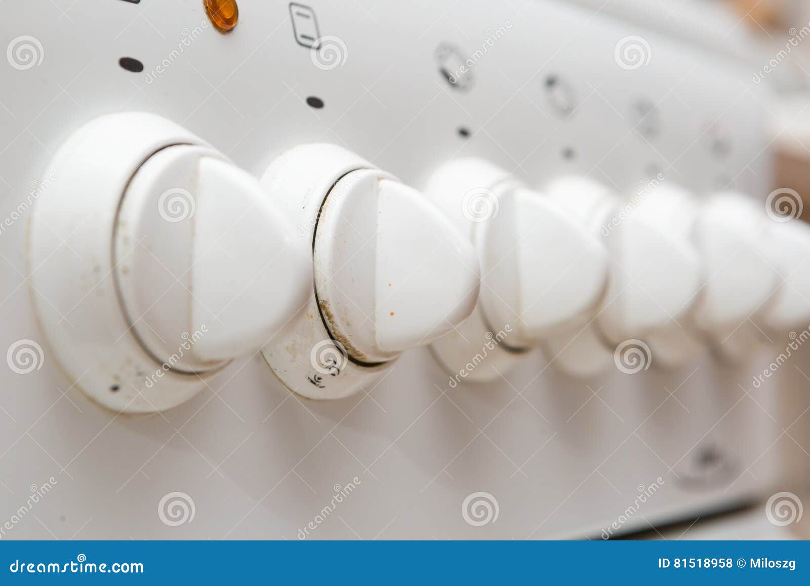 Dirty Knobs of the Gas Stove in Home Kitchen Stock Photo Image of