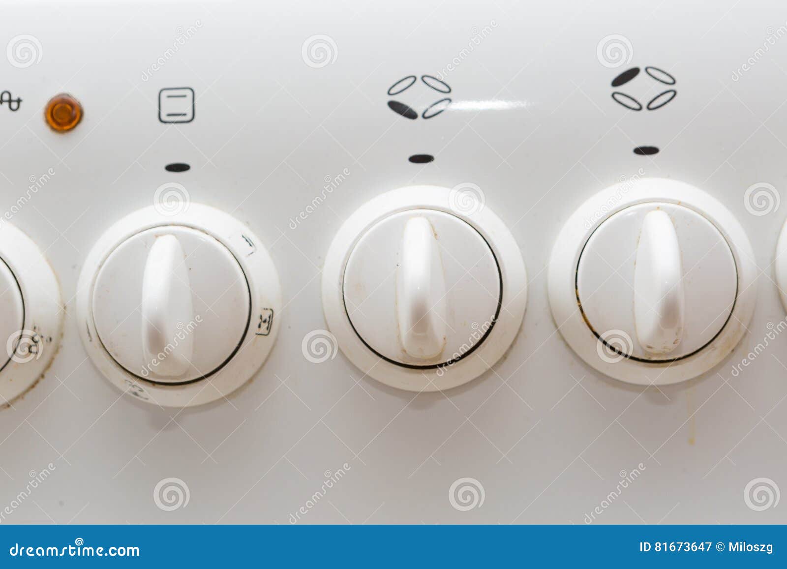 Dirty Knobs of the Gas Stove in Home Kitchen Stock Image Image of