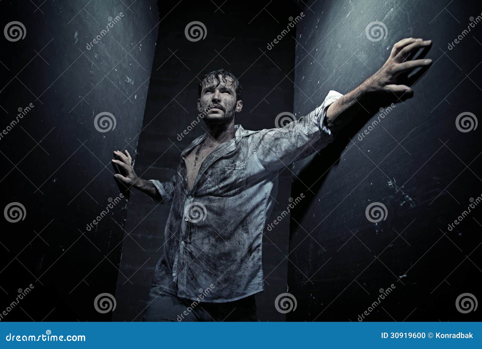 Dirty Man After Dirty Struggling Stock Photo - Image of ...