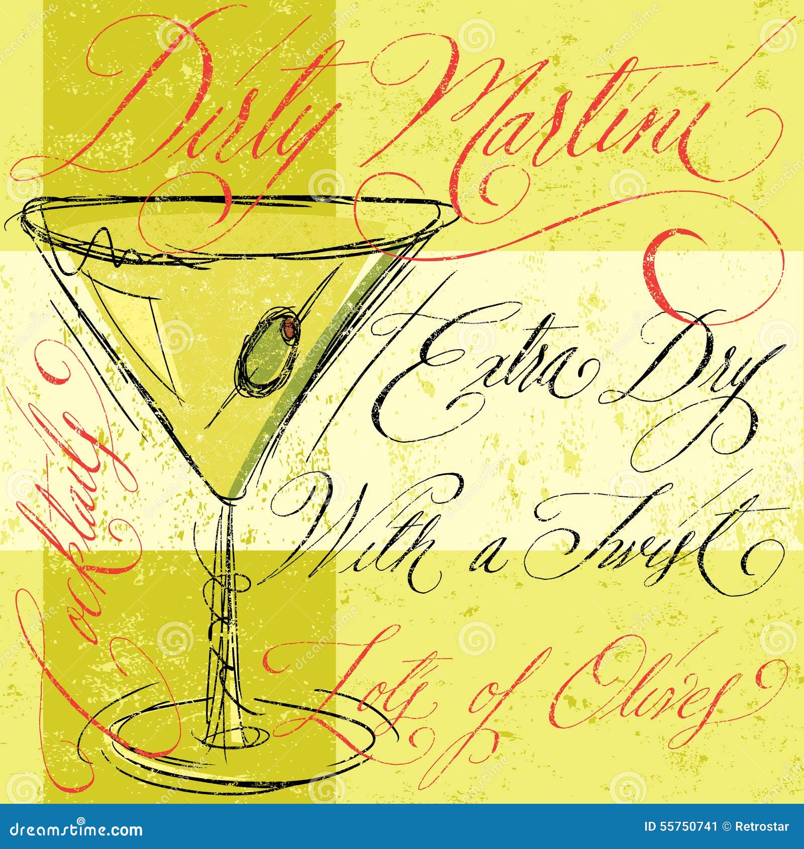 Dirty Martini stock vector. 