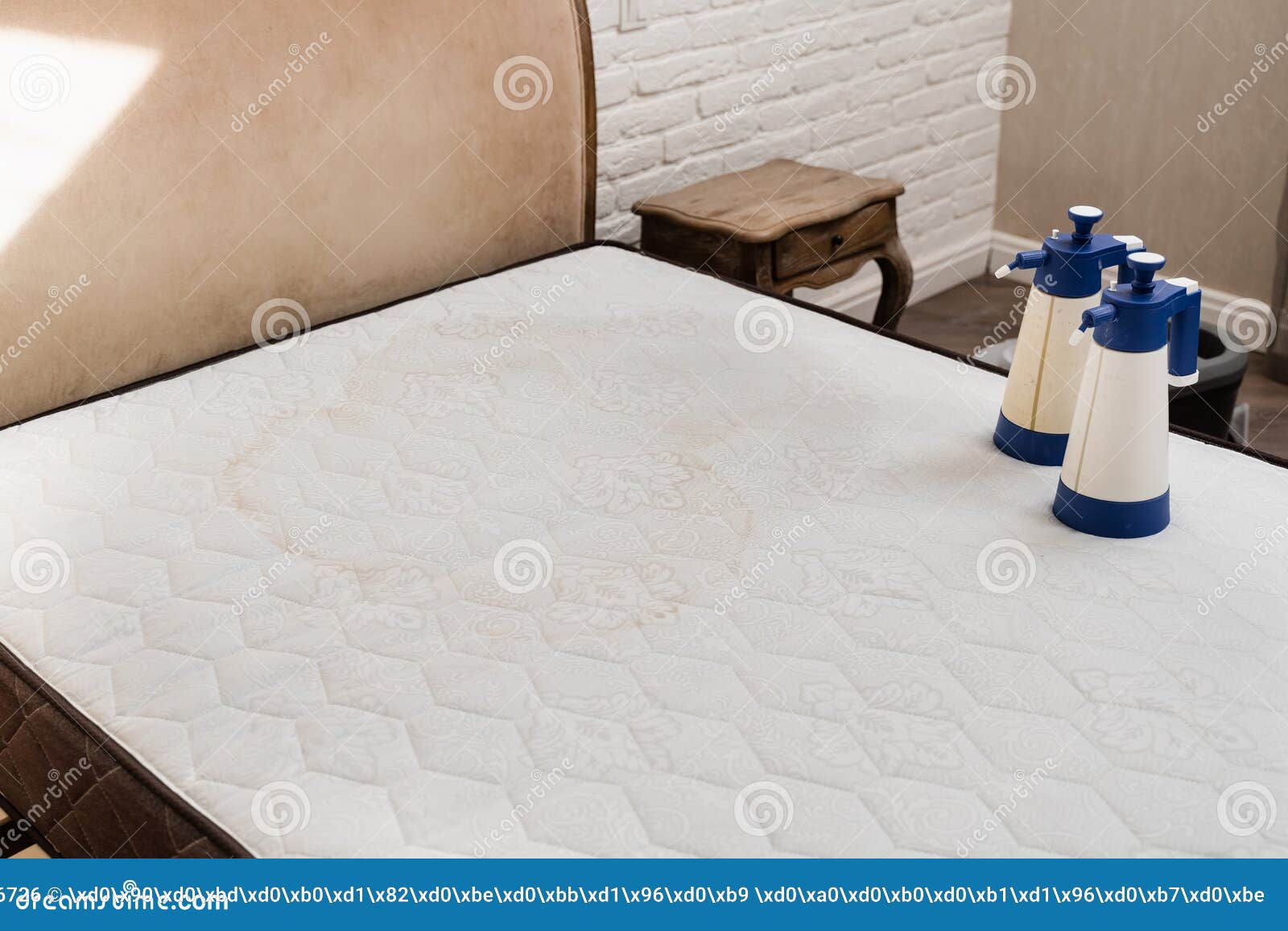 Dirty Mattress before Dry Washing Using Extractor Machine Condition of