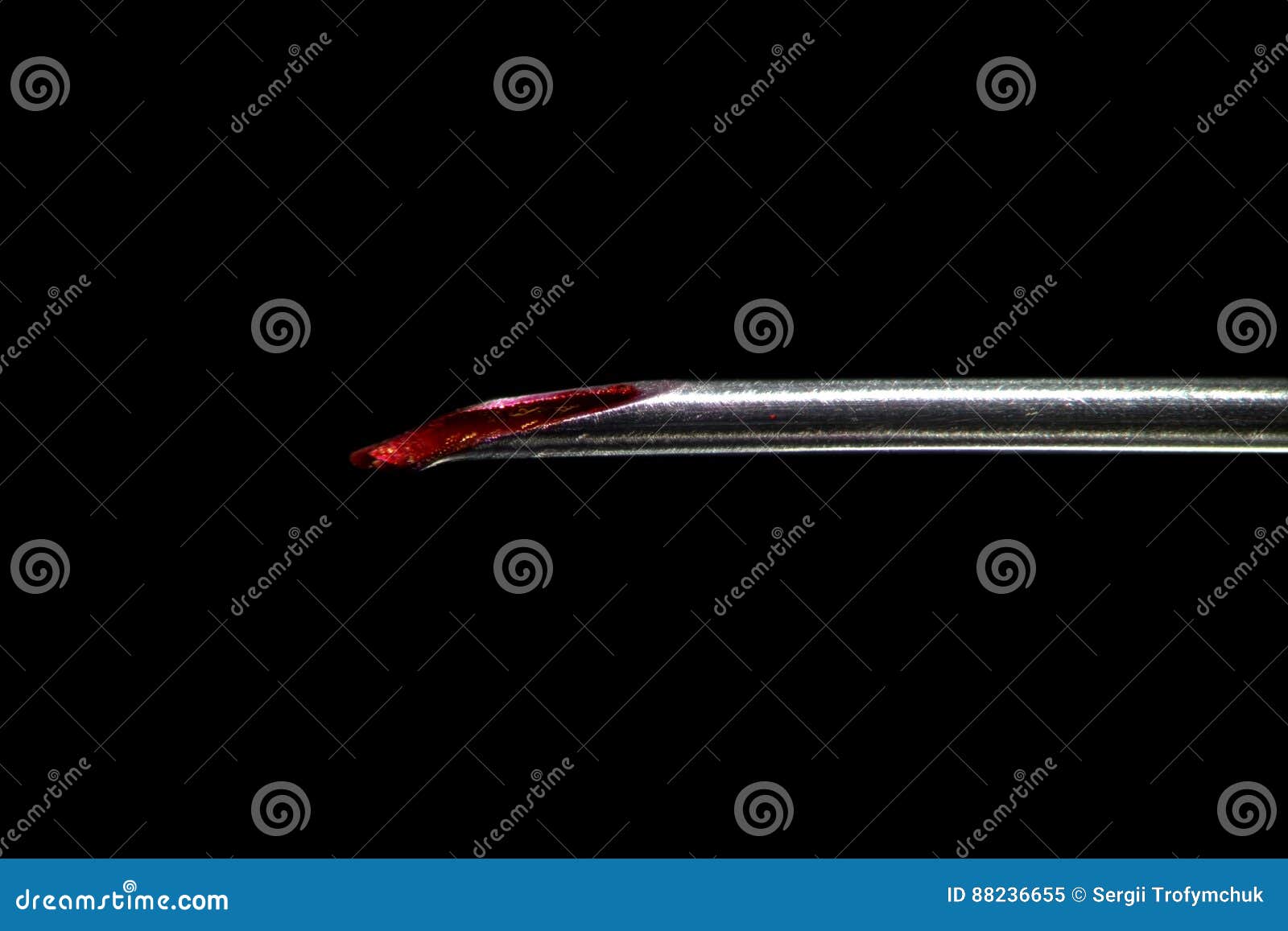 Dirty Medical Needle Tip. Blood in Canal Not Sterile Used Syringe ...