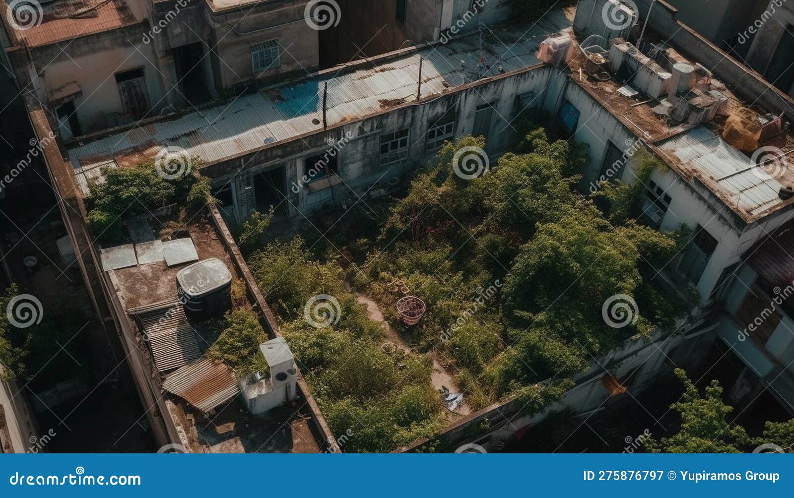 Dirty Old City Skyline Reflects Ancient History Generated by AI Stock