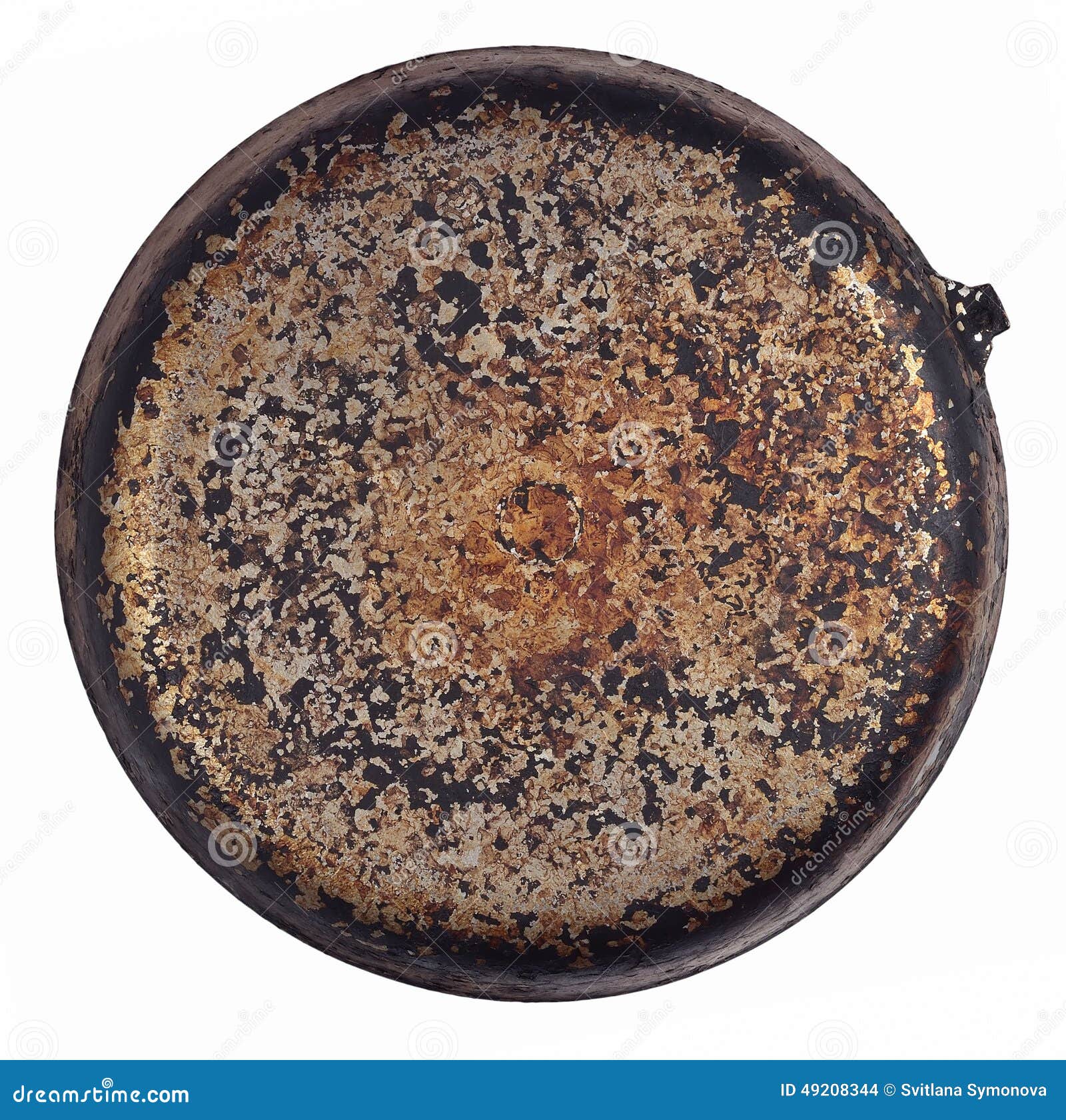 Dirty Old Frying Pan on a White Stock Photo Image of metal, circle