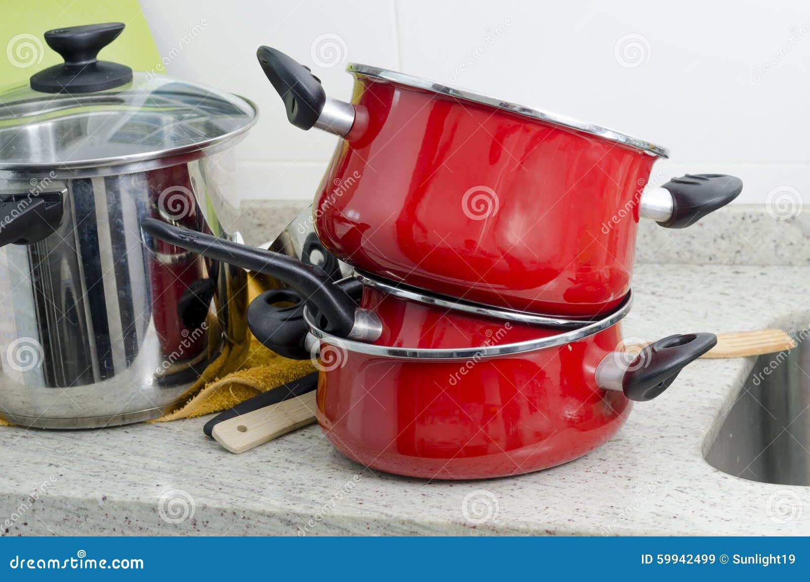 Dirty pan and pots. stock image. Image of clean, dish 59942499