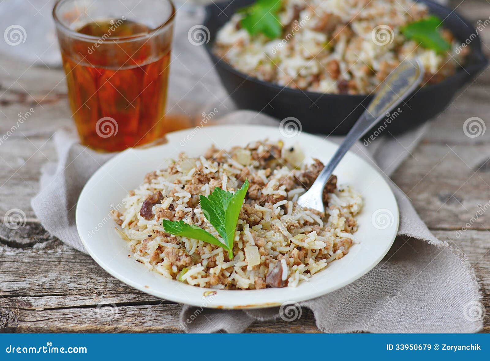 Dirty Rice with Ground Beef Stock Image - Image of parsley, dinner
