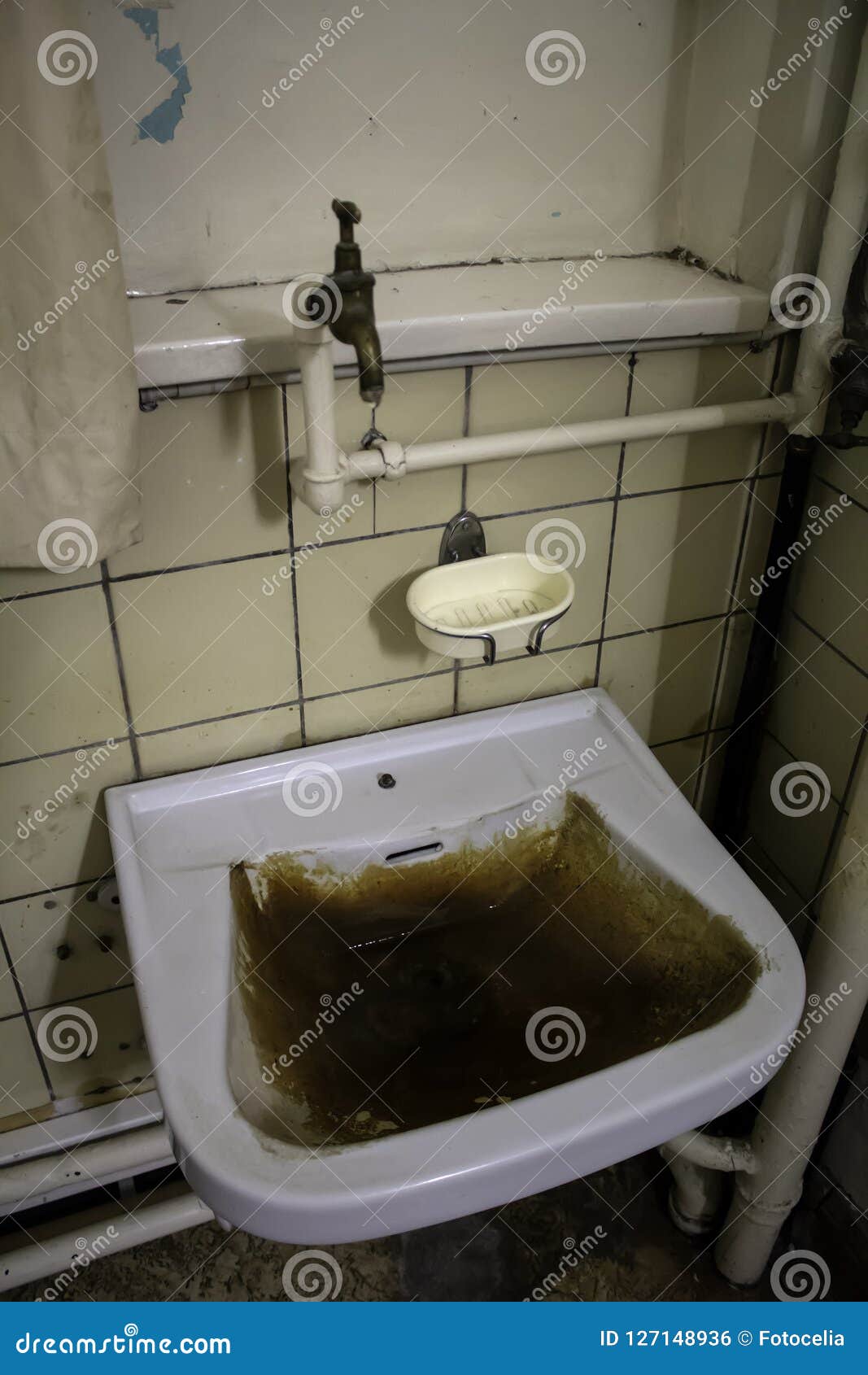 Dirty bathroom sink stock photo. Image of dirty, dark 127148936