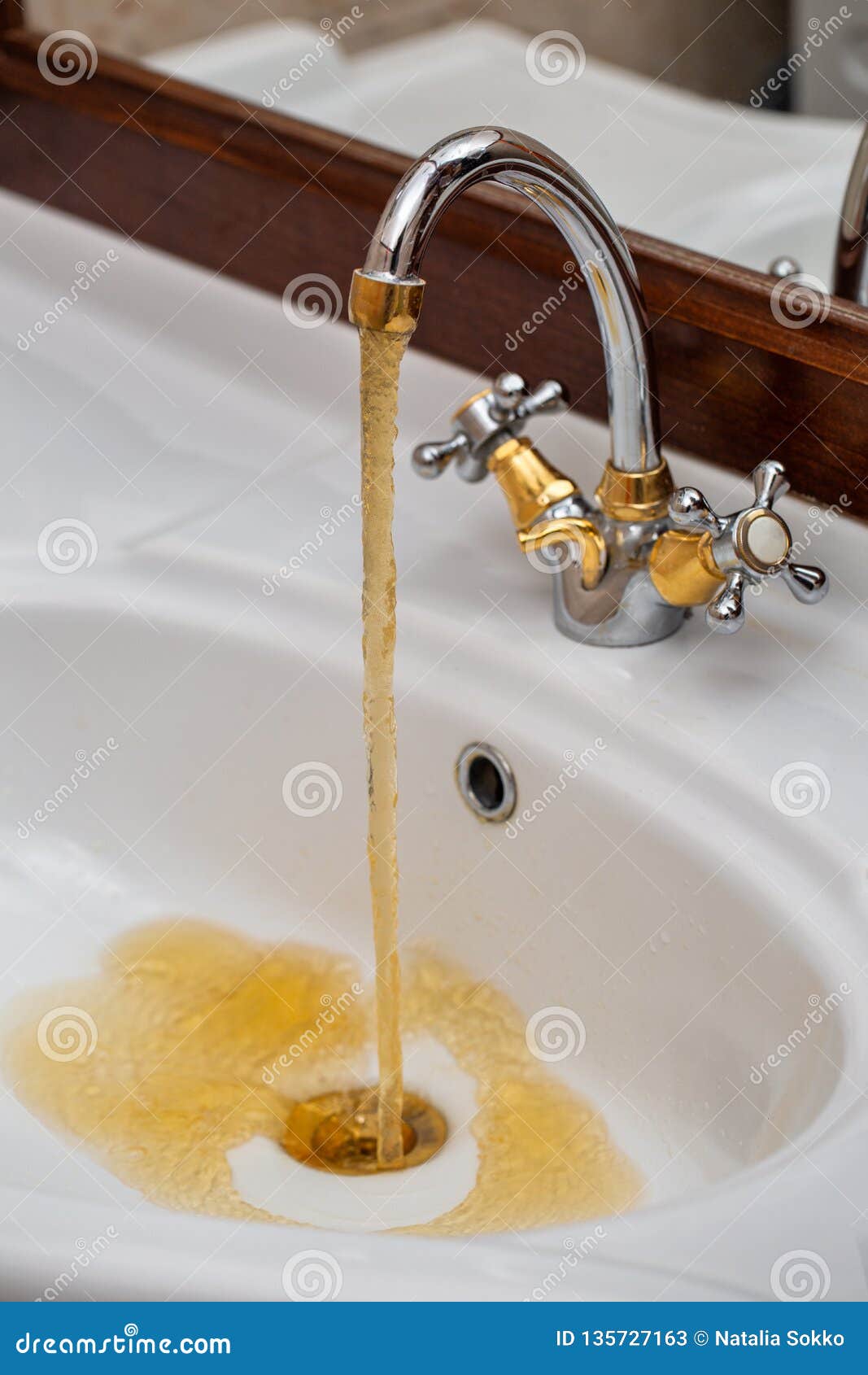 Dirty Water Flows from the Faucet Stock Image Image of faucet, color 135727163